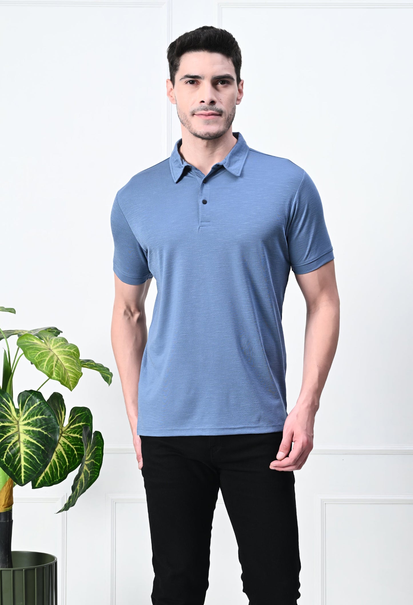 Arbour Men Polo Neck Solid Slim Fit Half Sleeves T-Shirt