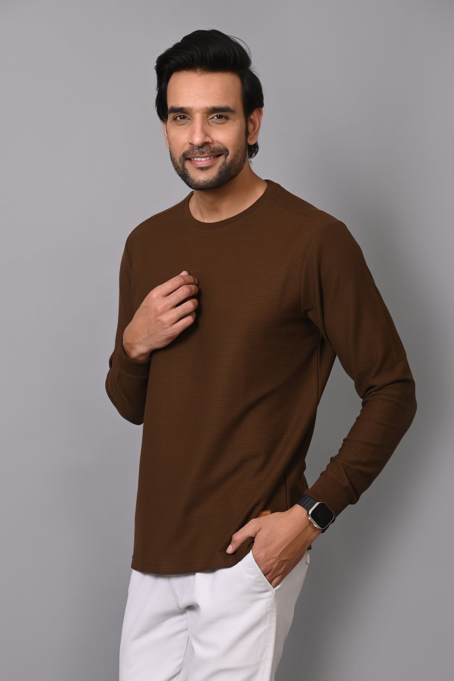 Arbour Men Round Neck Slim Fit Full Sleeves T-Shirt