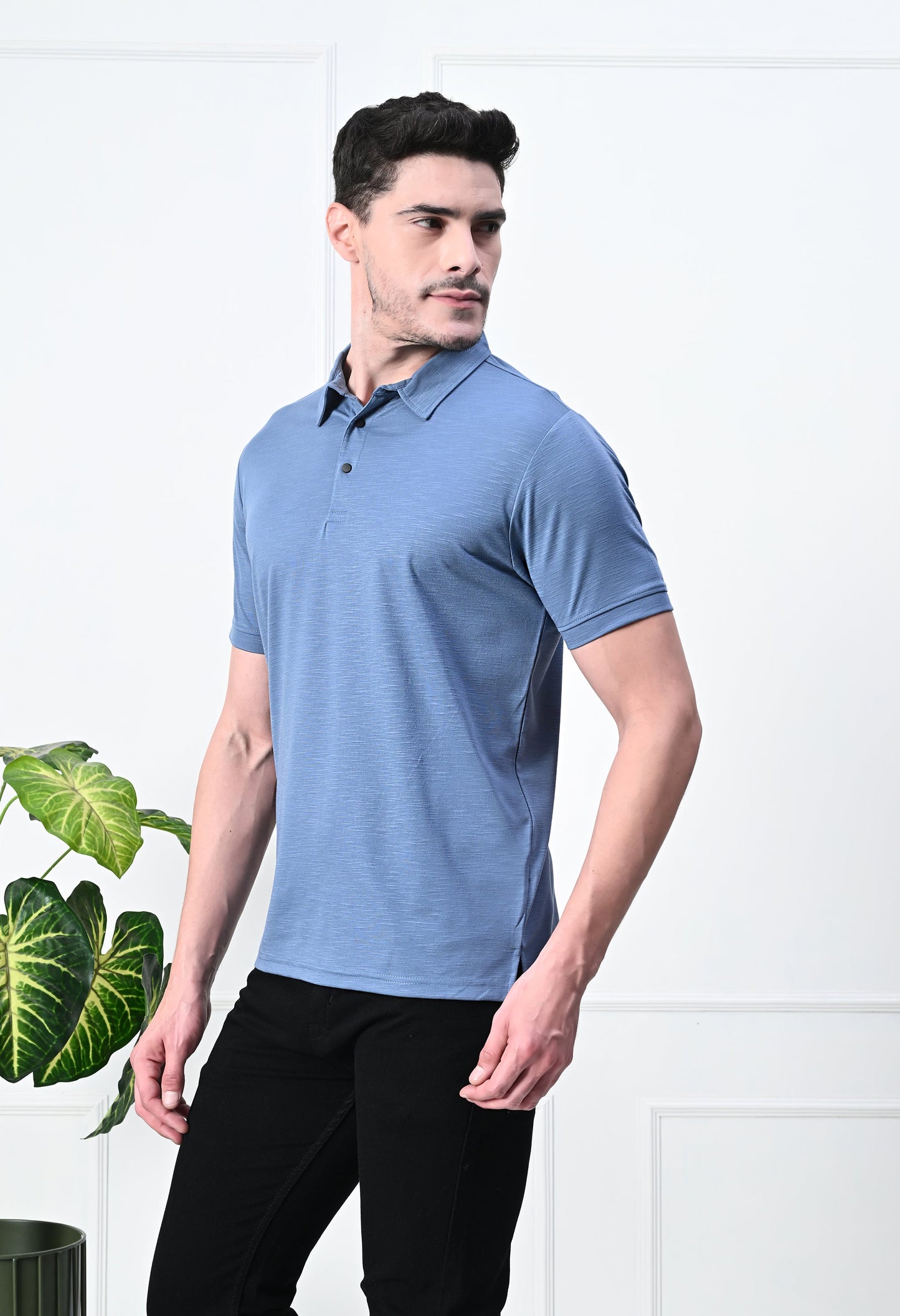 Arbour Men Polo Neck Solid Slim Fit Half Sleeves T-Shirt