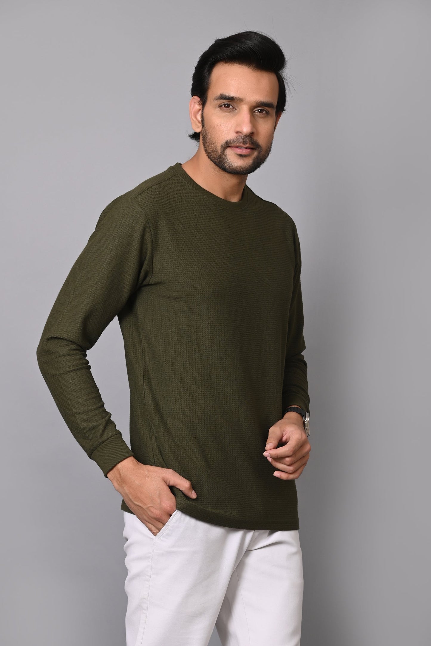 Arbour Men Round Neck Slim Fit Full Sleeves T-Shirt