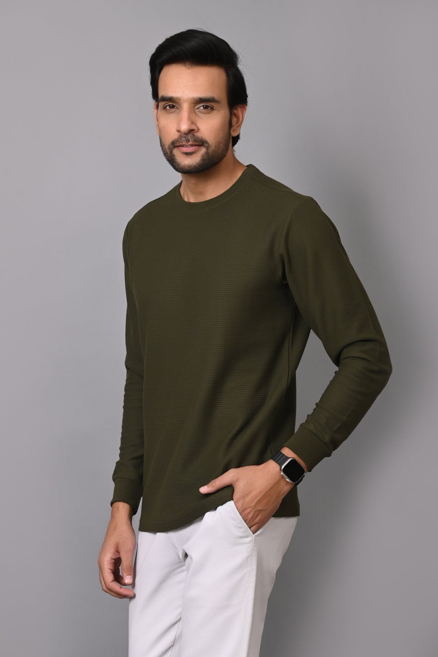 Arbour Men Round Neck Slim Fit Full Sleeves T-Shirt