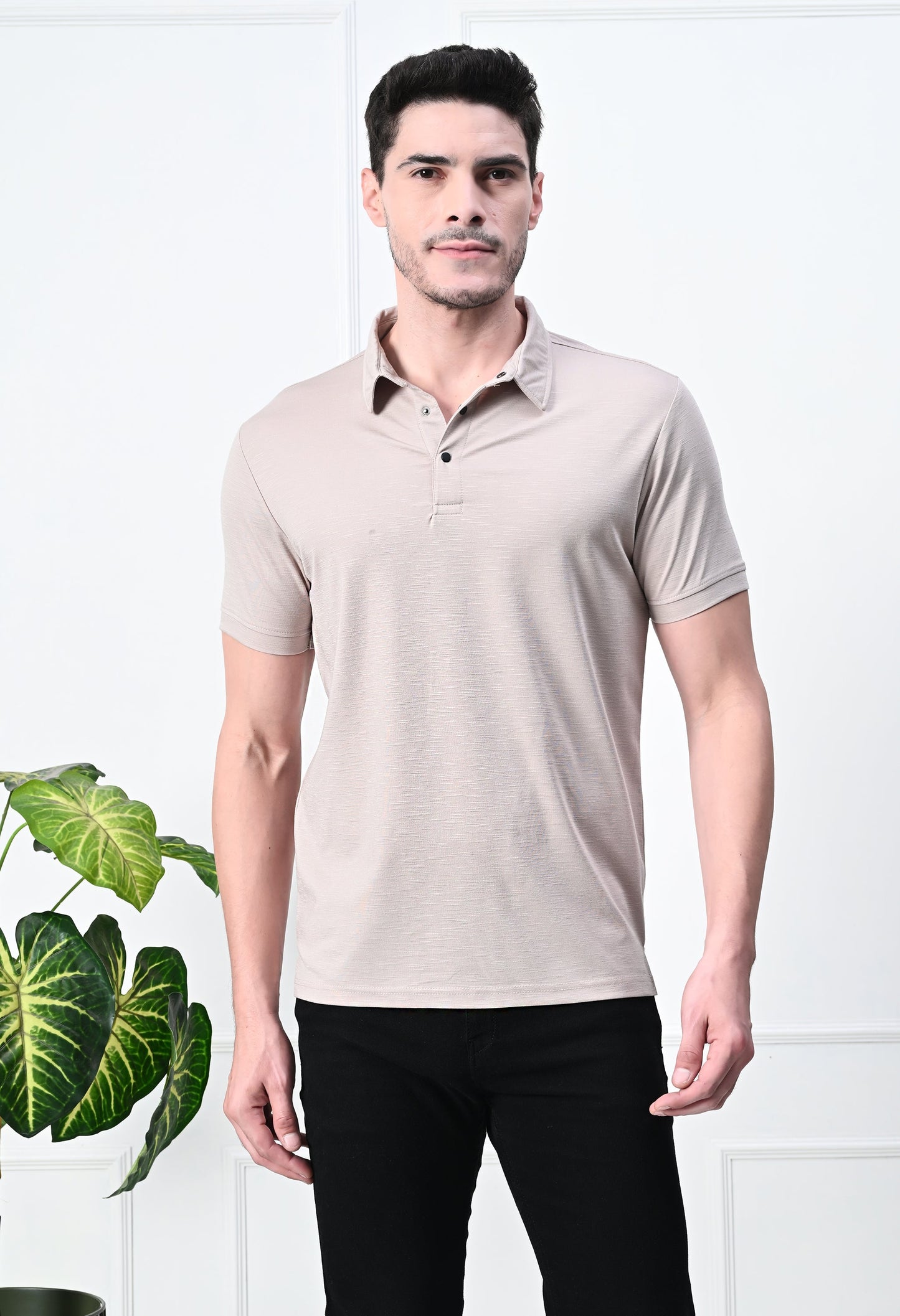 Arbour Men Polo Neck Solid Slim Fit Half Sleeves T-Shirt