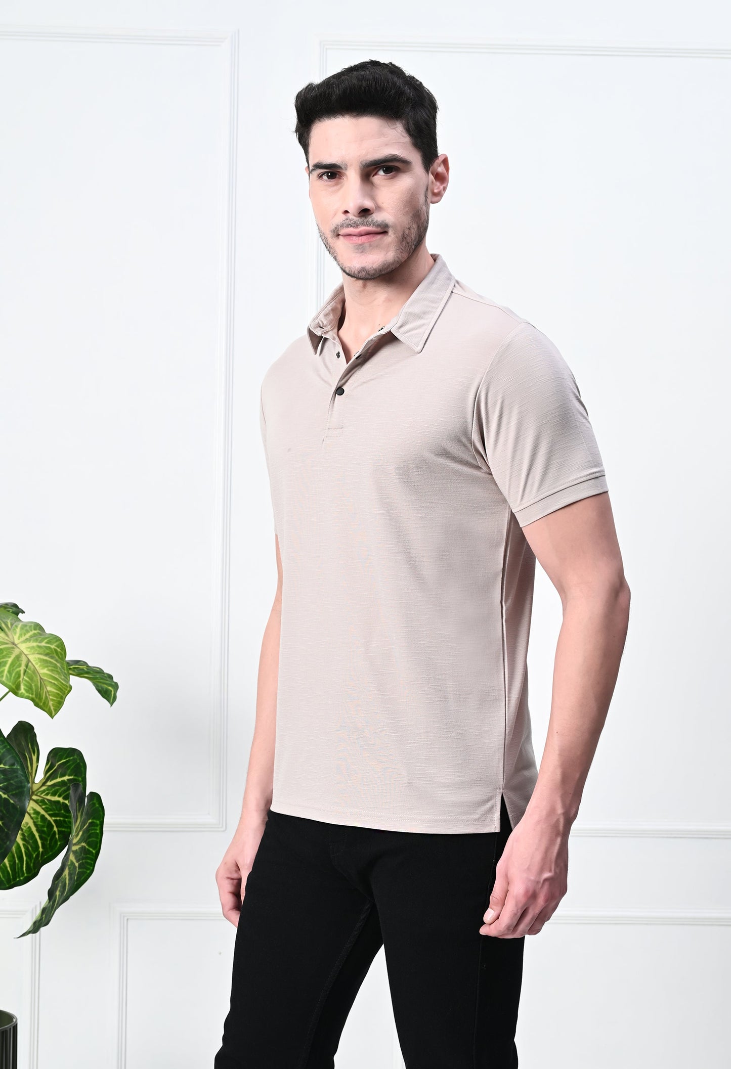 Arbour Men Polo Neck Solid Slim Fit Half Sleeves T-Shirt