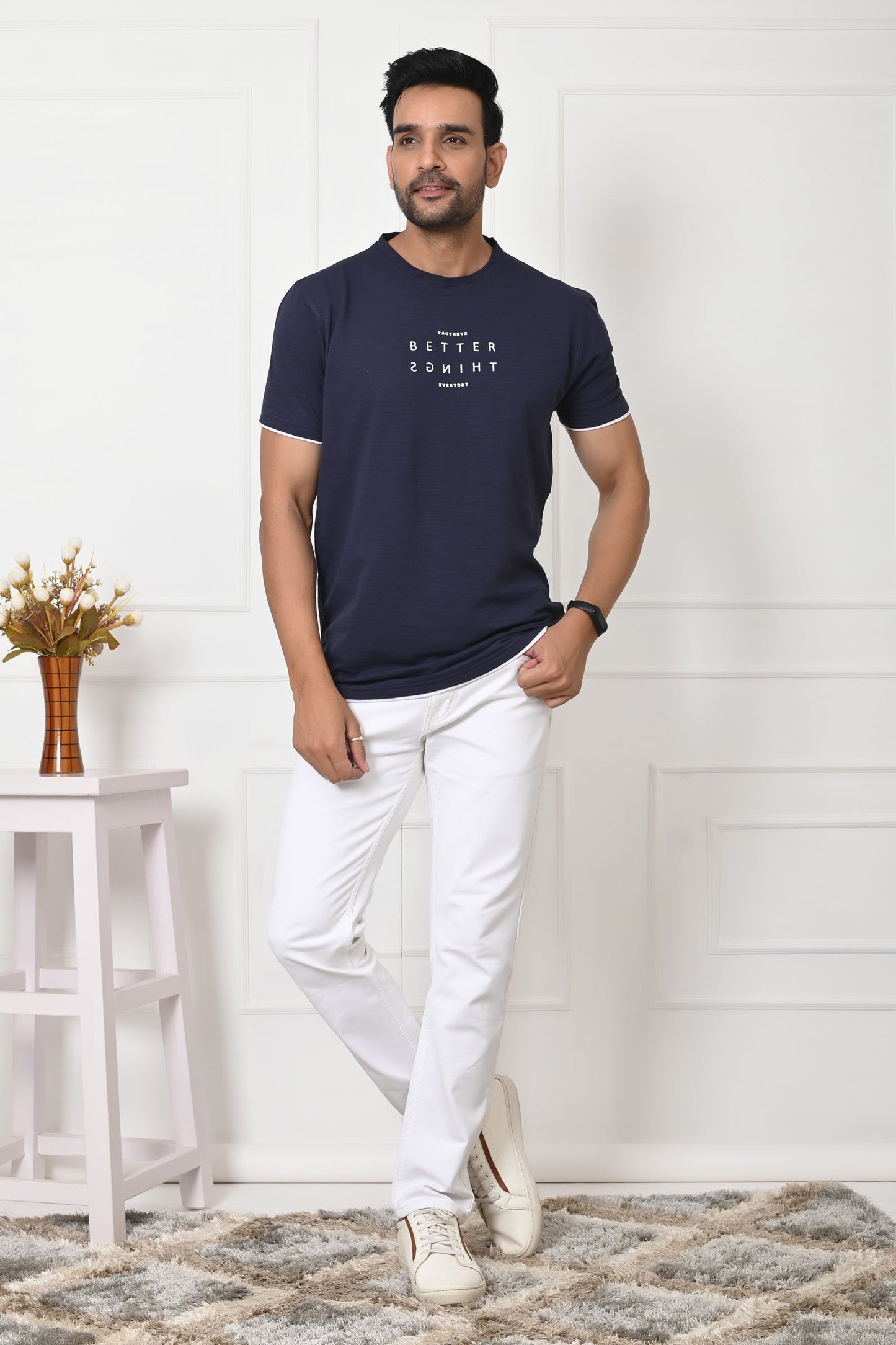 Arbour Men Round Neck Stylish Slim Fit T-Shirt