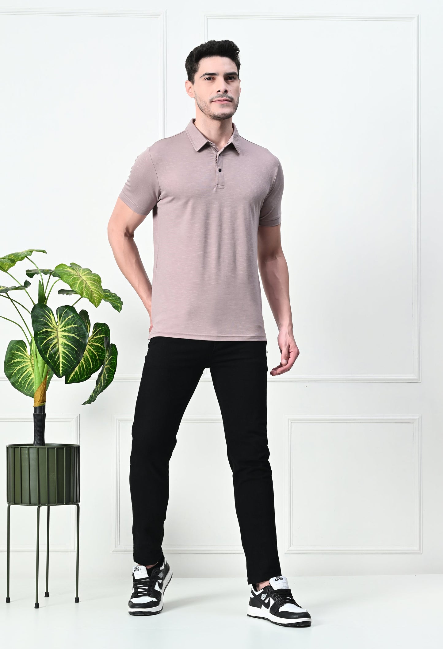 Arbour Men Polo Neck Solid Slim Fit Half Sleeves T-Shirt