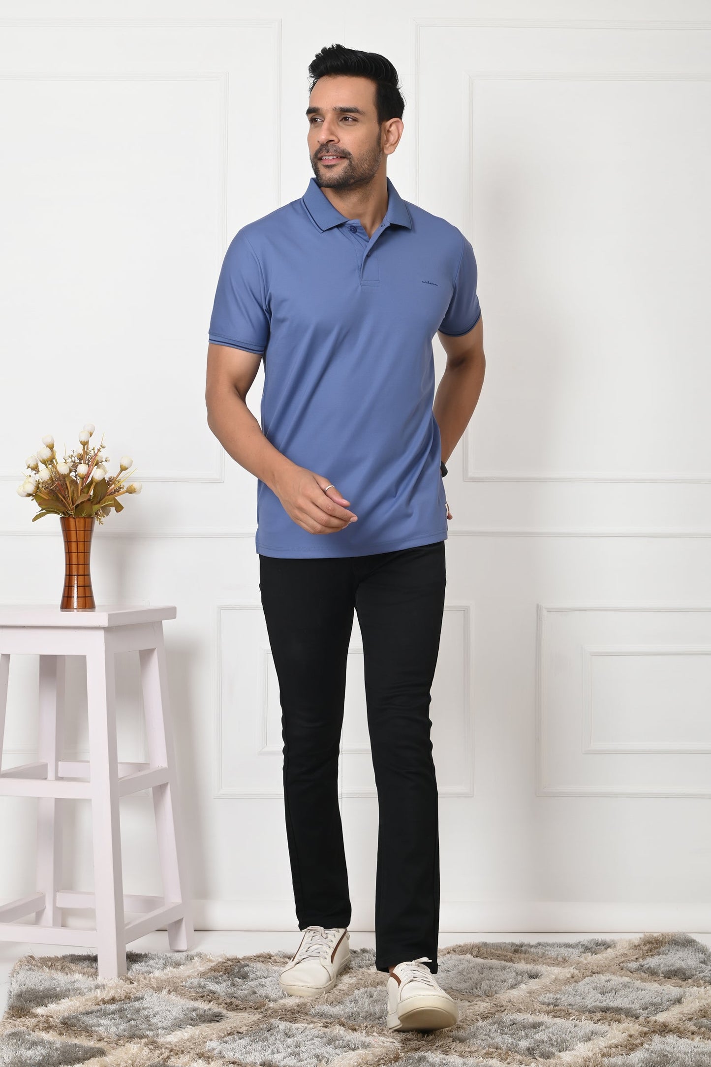 Arbour Men Polo Neck Solid Slim Fit Half Sleeves T-Shirt