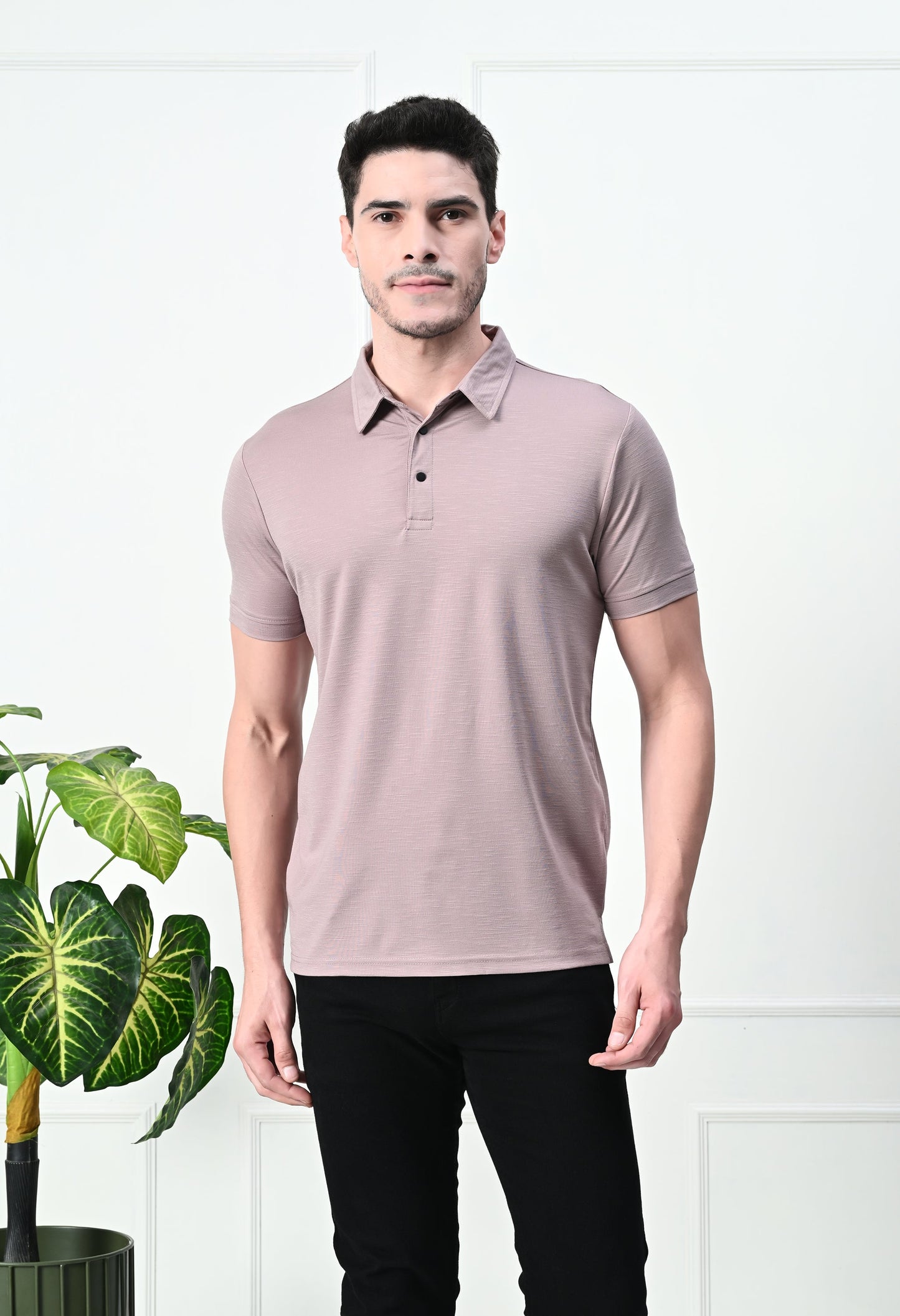 Arbour Men Polo Neck Solid Slim Fit Half Sleeves T-Shirt