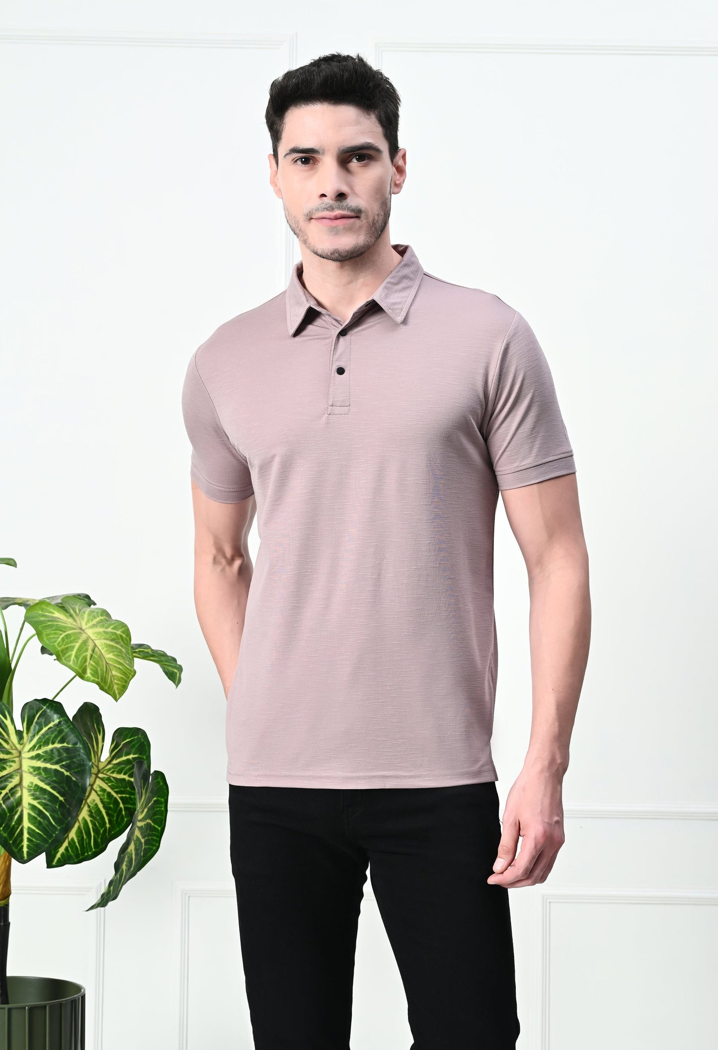 Arbour Men Polo Neck Solid Slim Fit Half Sleeves T-Shirt