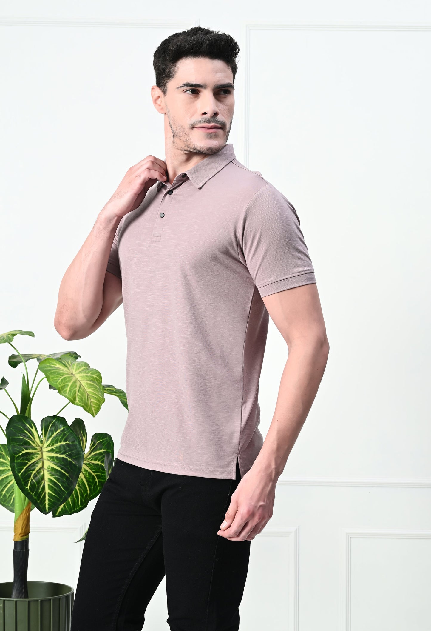 Arbour Men Polo Neck Solid Slim Fit Half Sleeves T-Shirt