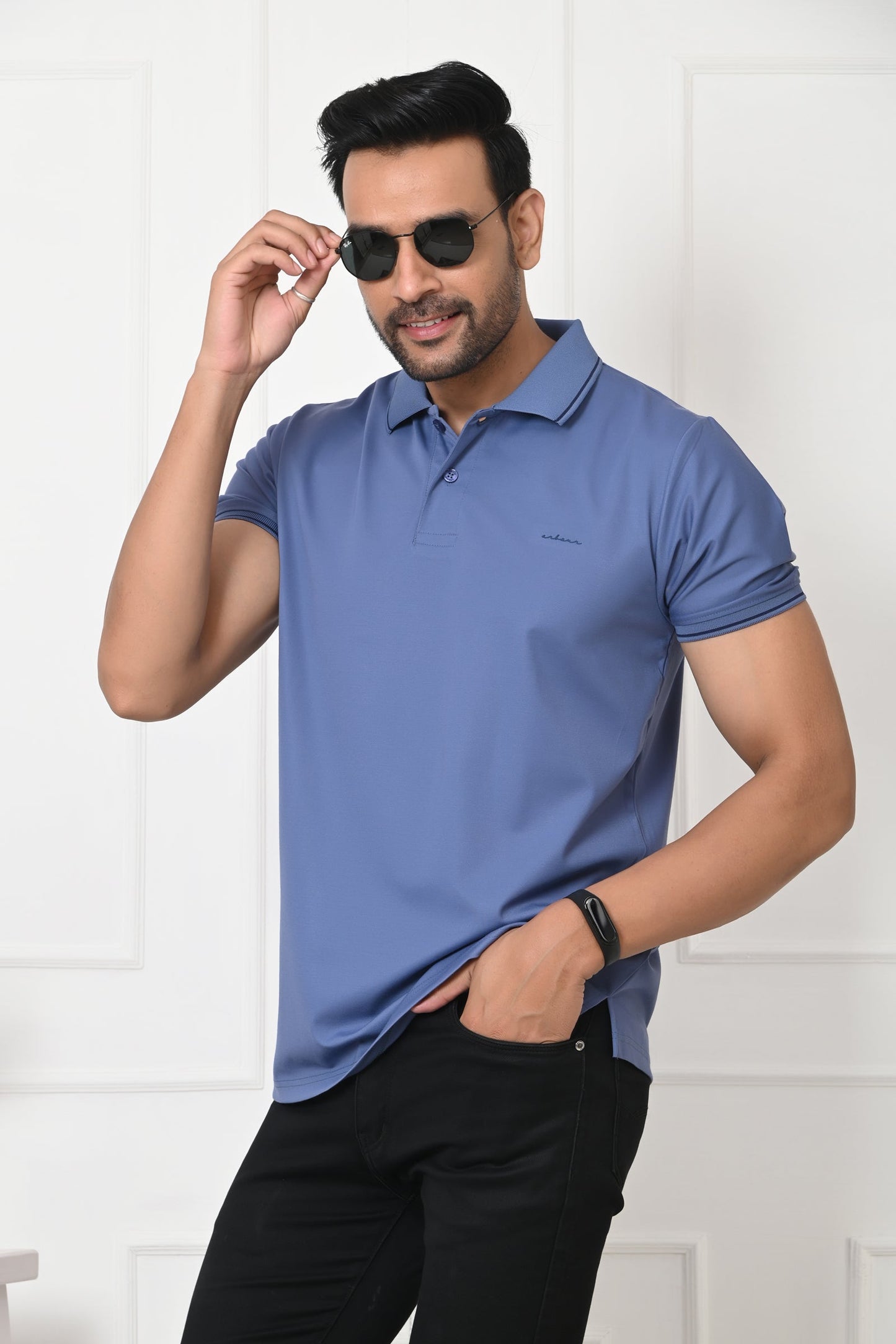 Arbour Men Polo Neck Solid Slim Fit Half Sleeves T-Shirt