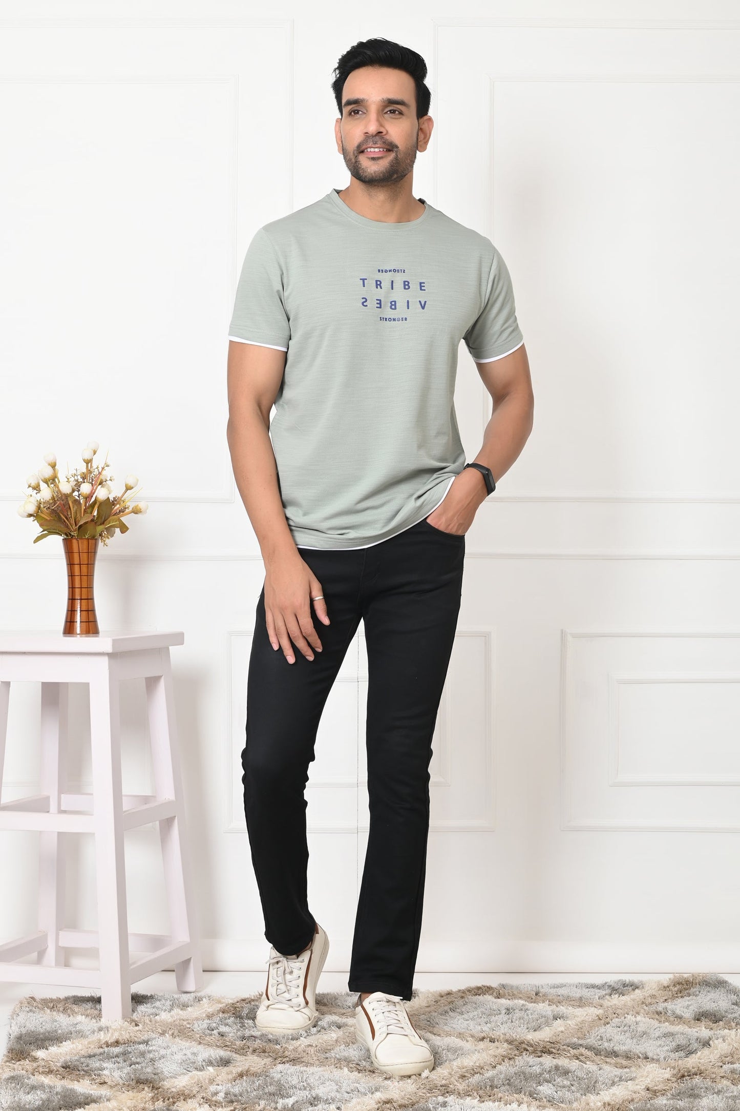 Arbour Men Round Neck Stylish Slim Fit T-Shirt