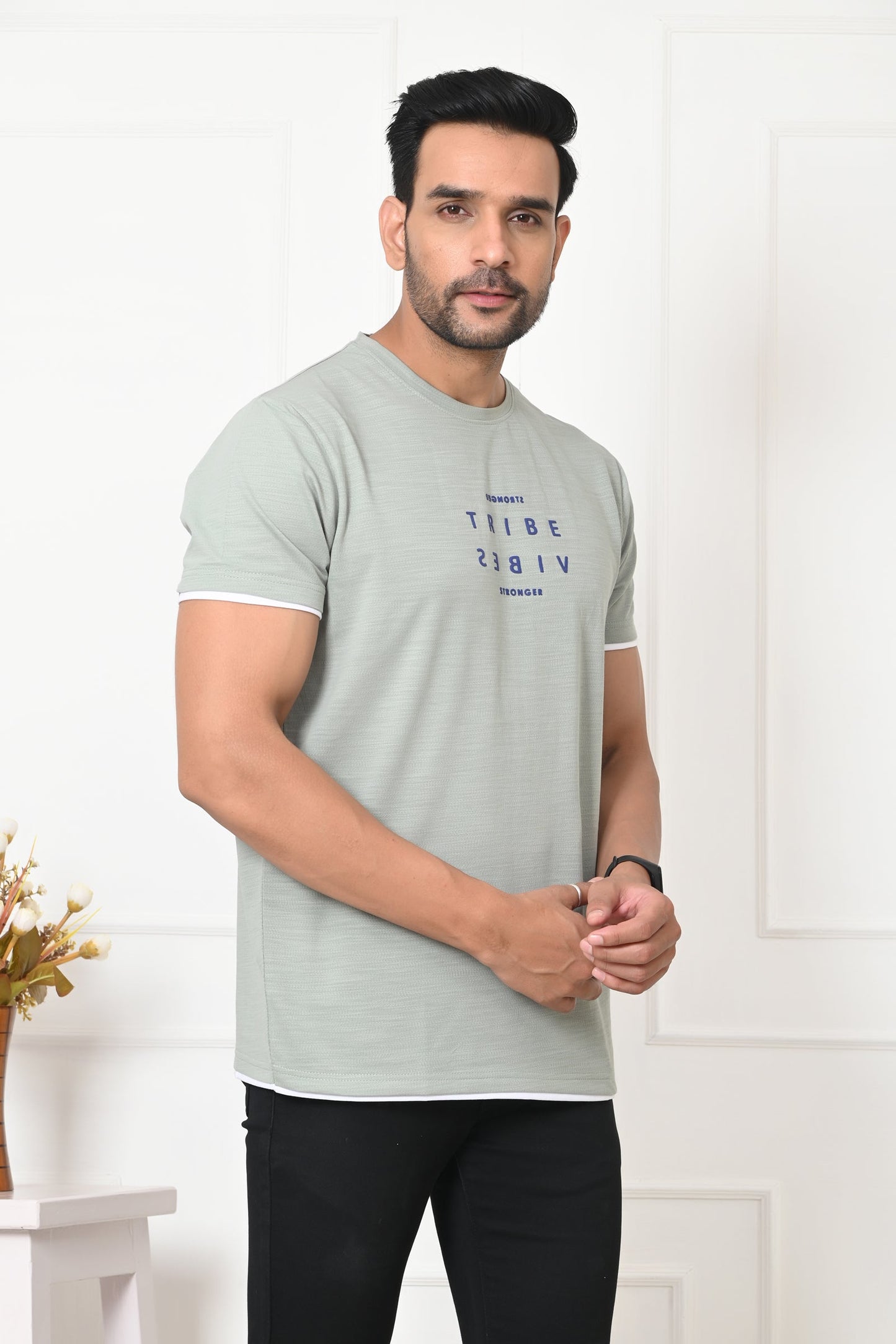 Arbour Men Round Neck Stylish Slim Fit T-Shirt