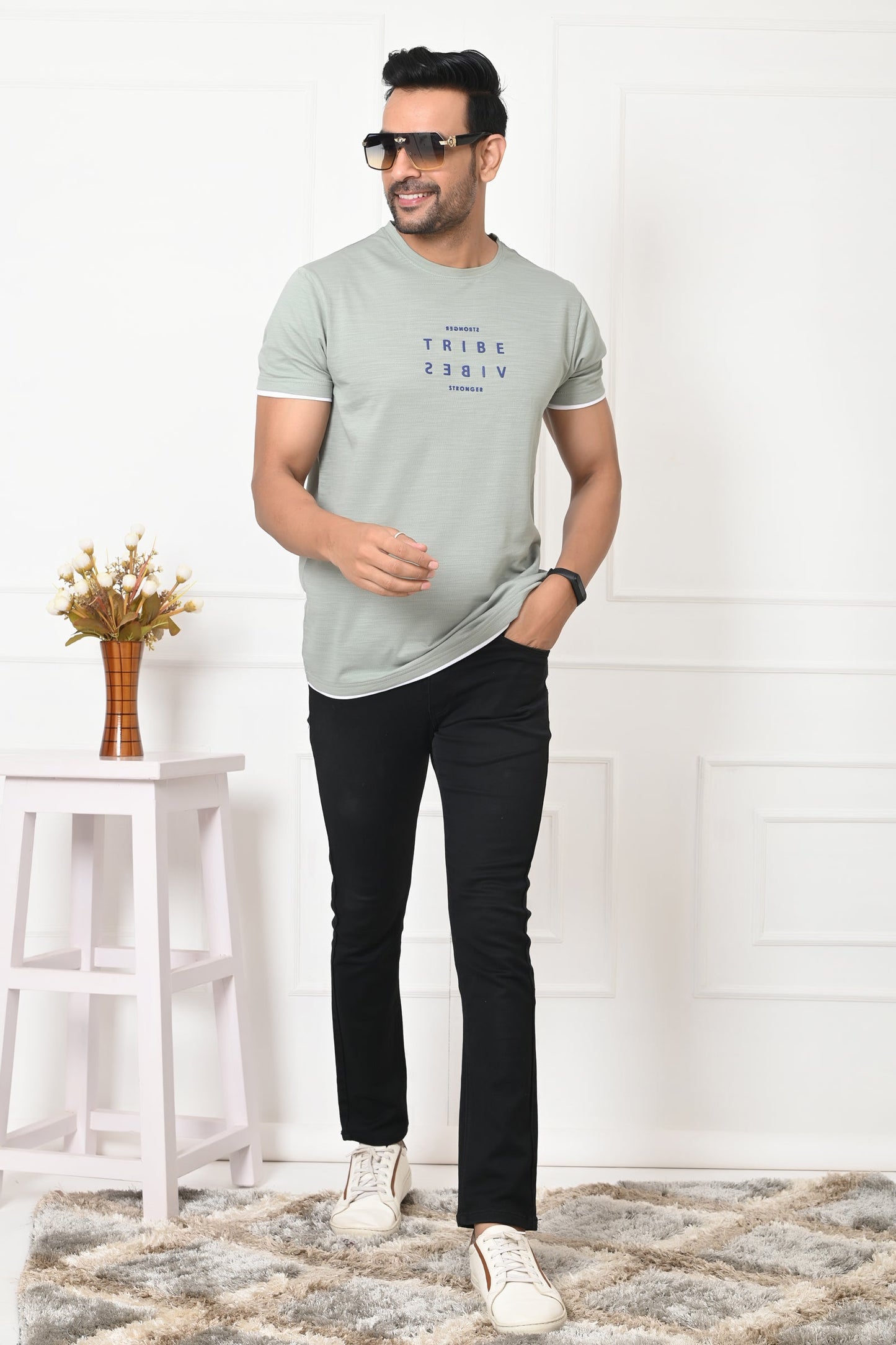 Arbour Men Round Neck Stylish Slim Fit T-Shirt