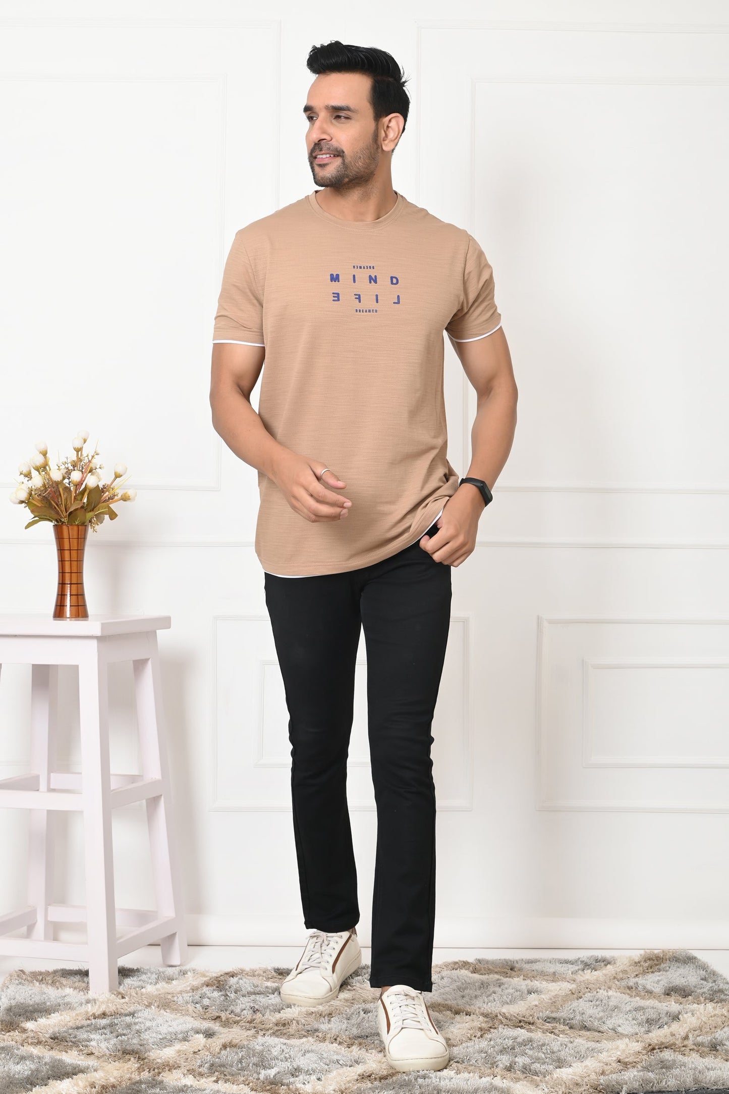 Arbour Men Round Neck Stylish Slim Fit T-Shirt