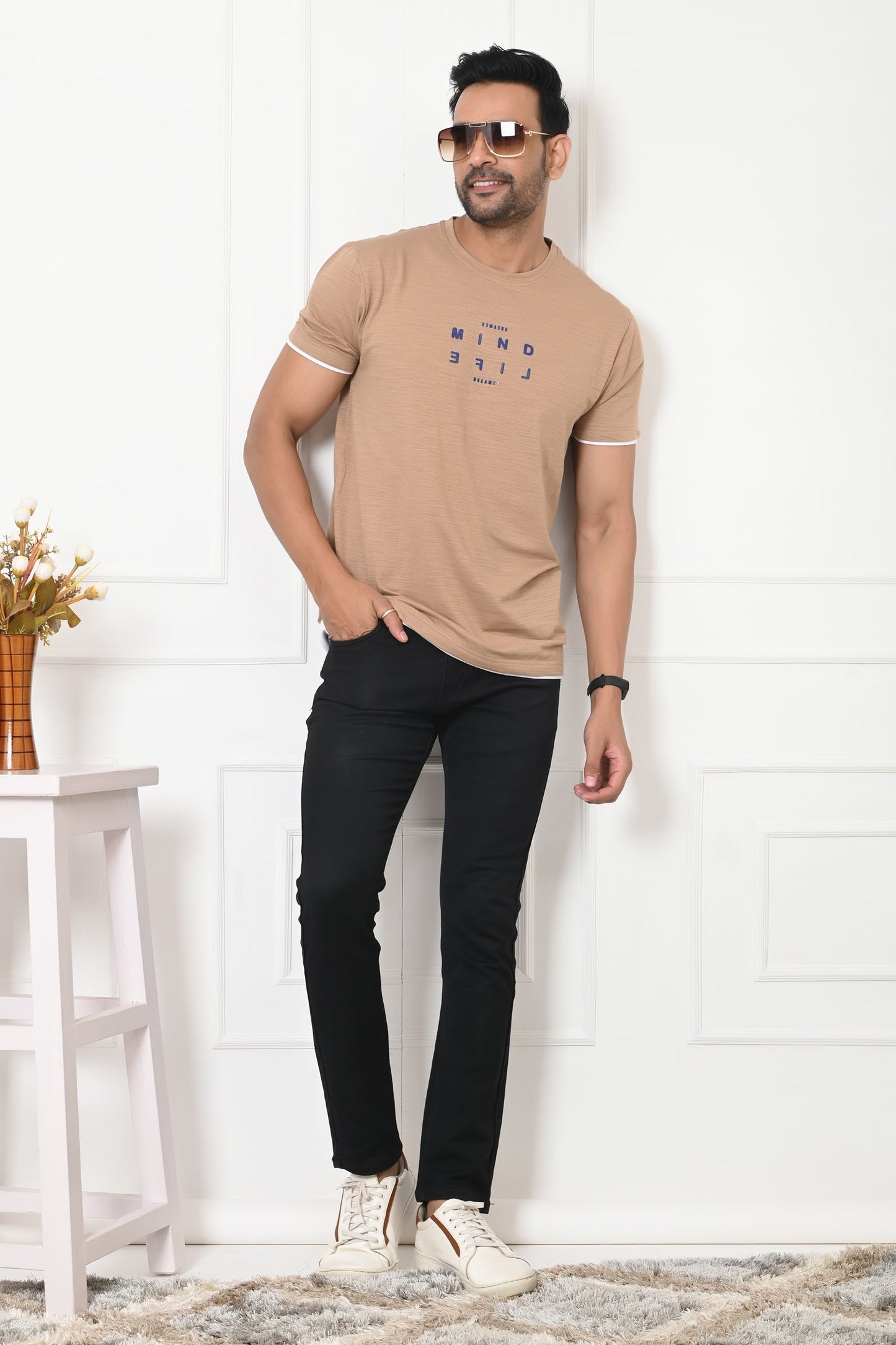 Arbour Men Round Neck Stylish Slim Fit T-Shirt