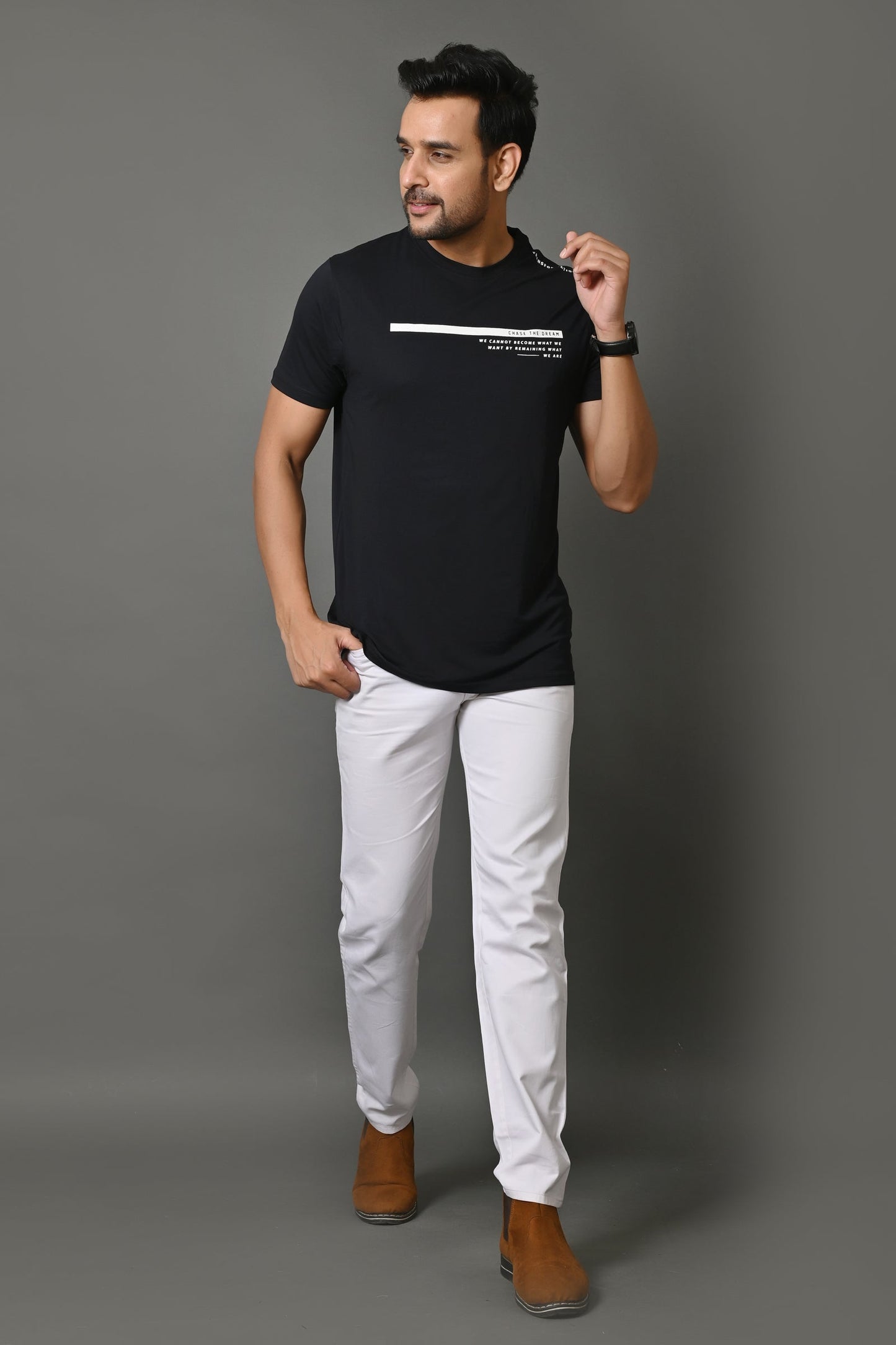 Arbour Men Round Neck Slim Fit Half Sleeves T-Shirt