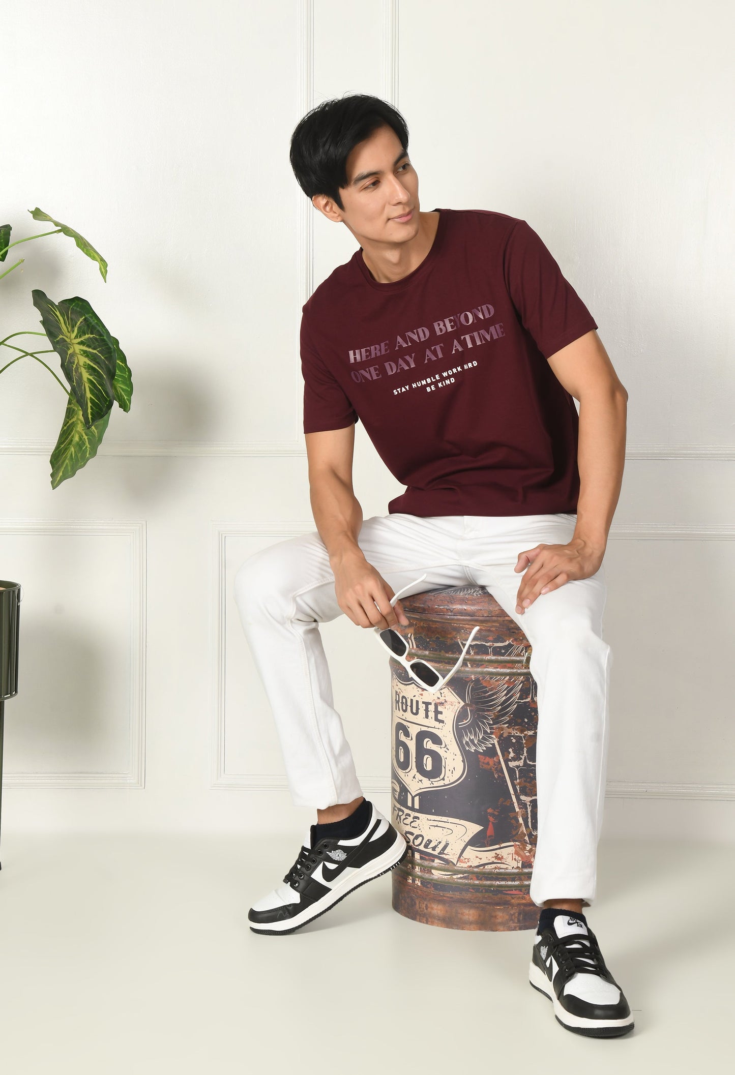 Arbour Men Printed Round Neck Cotton Blend T-Shirt