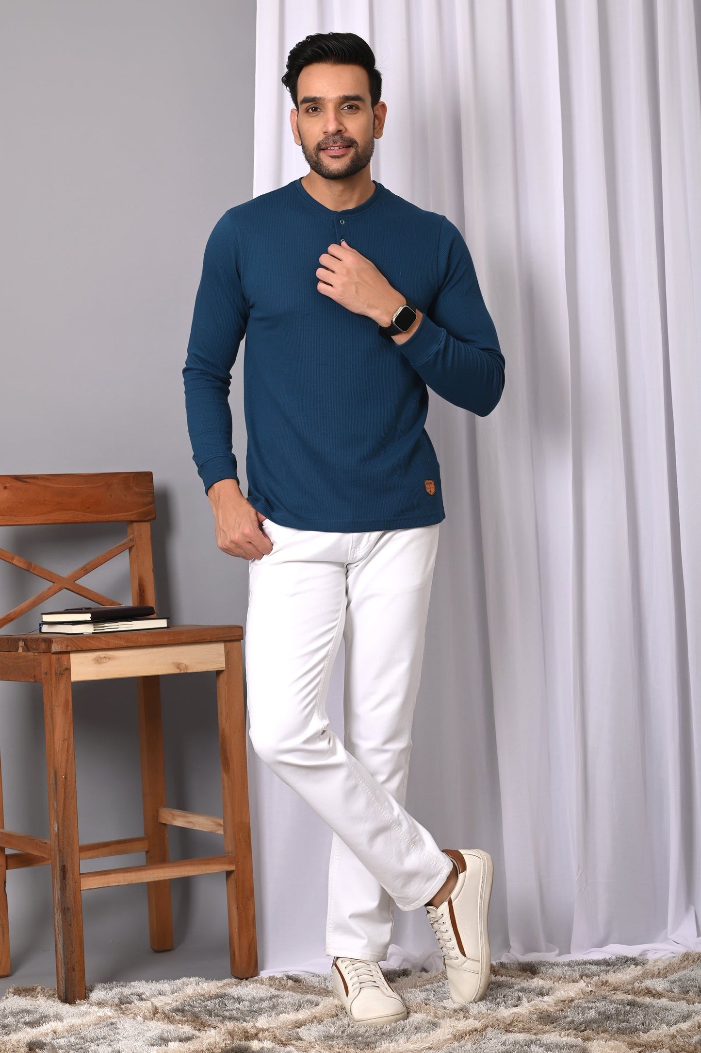 Arbour  Men Henley Neck Full Sleeves T-Shirt