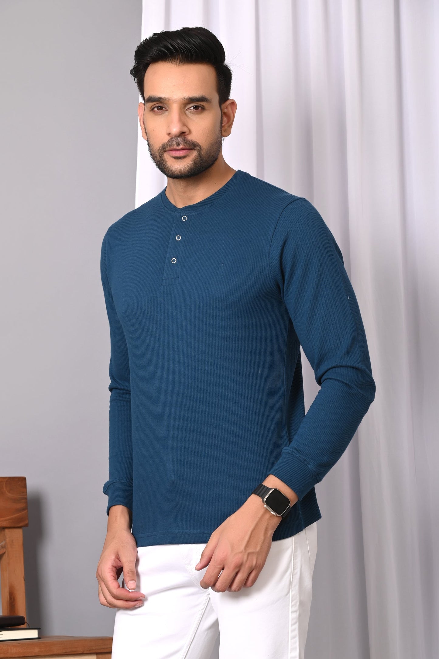 Arbour  Men Henley Neck Full Sleeves T-Shirt