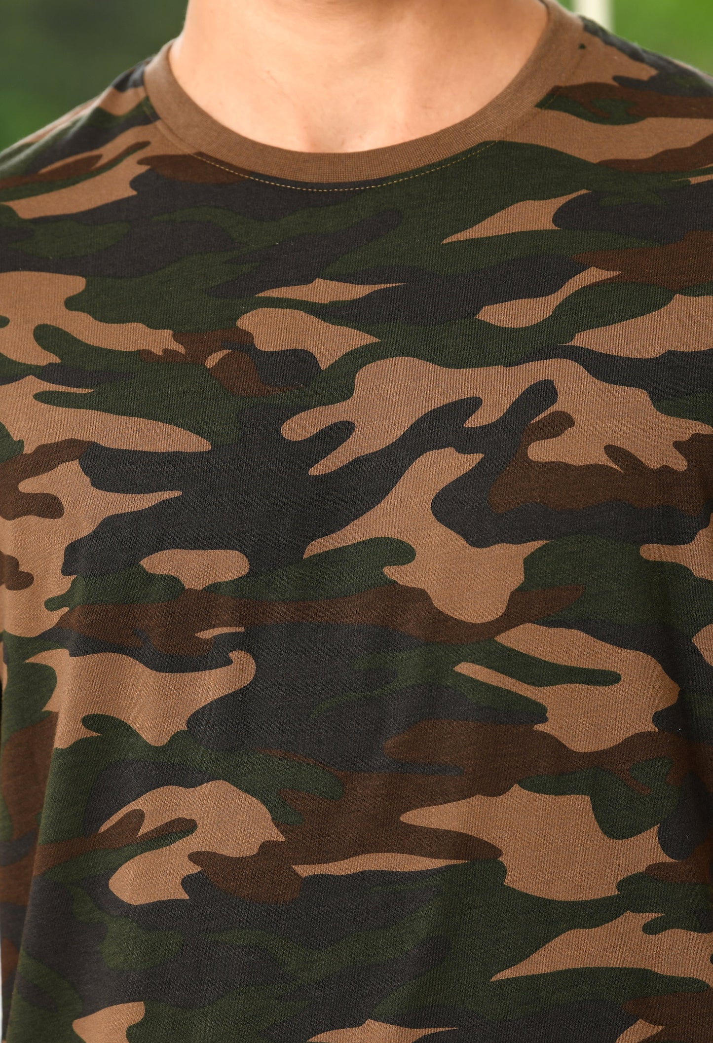 Arbour Men Military Camouflage Round Neck Cotton Blend T-Shirt