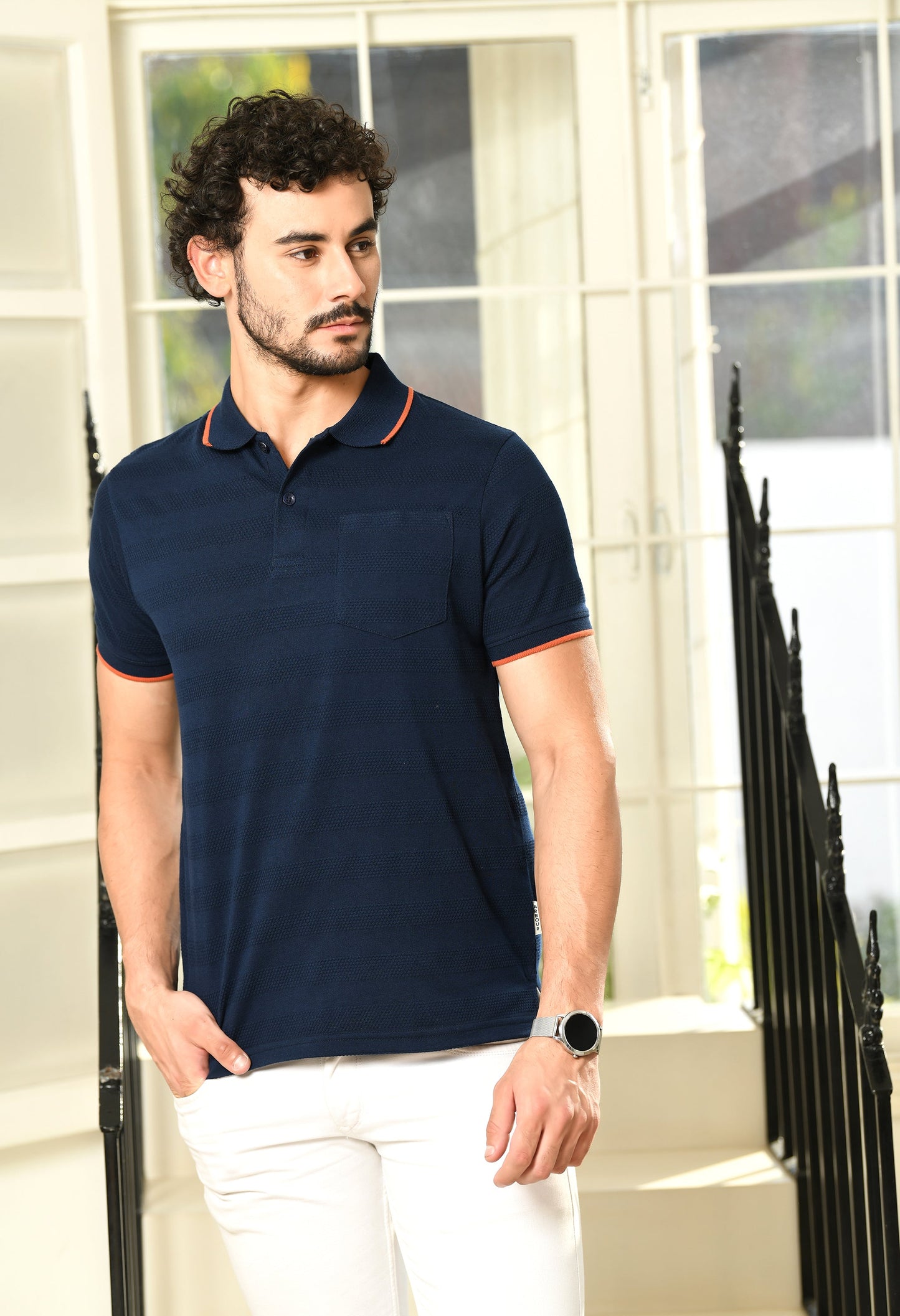 Arbour Men Polo Neck Half Sleeves Solid Casual T-Shirt