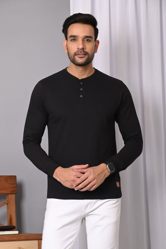 Arbour  Men Henley Neck Full Sleeves T-Shirt