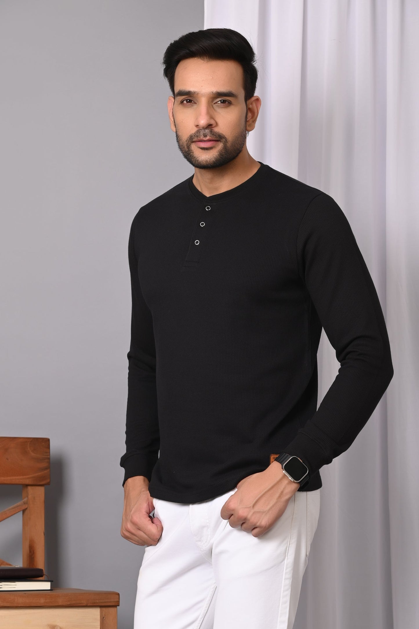 Arbour  Men Henley Neck Full Sleeves T-Shirt