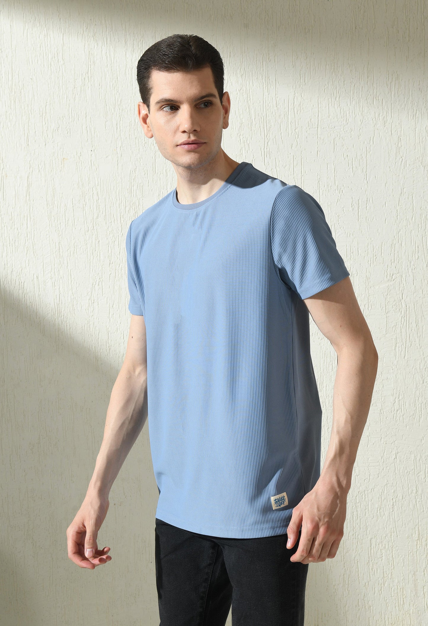 Arbour Men Round Neck Slim Fit Solid Half Sleeves T-Shirt