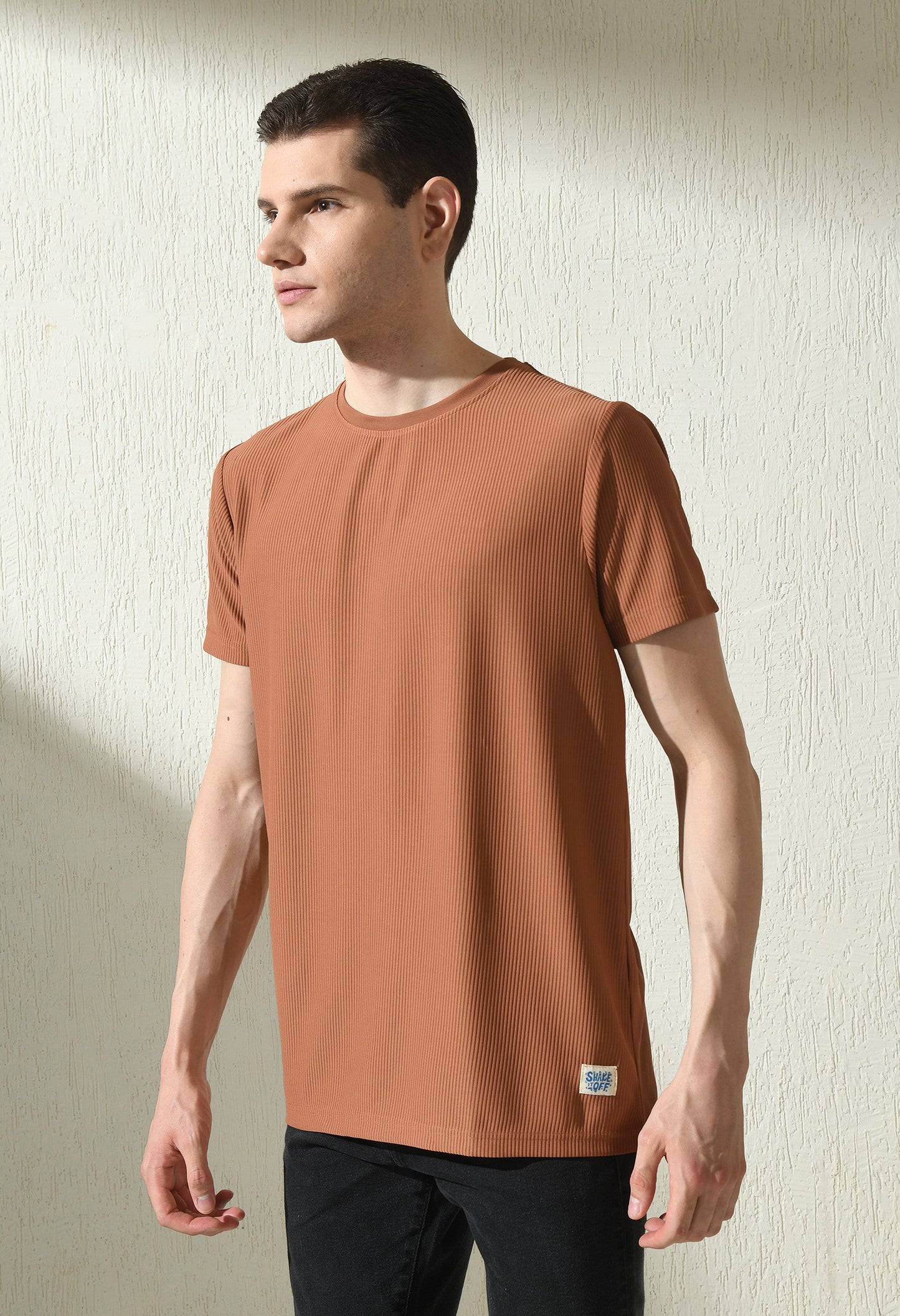 Arbour Men Round Neck Slim Fit Solid Half Sleeves T-Shirt