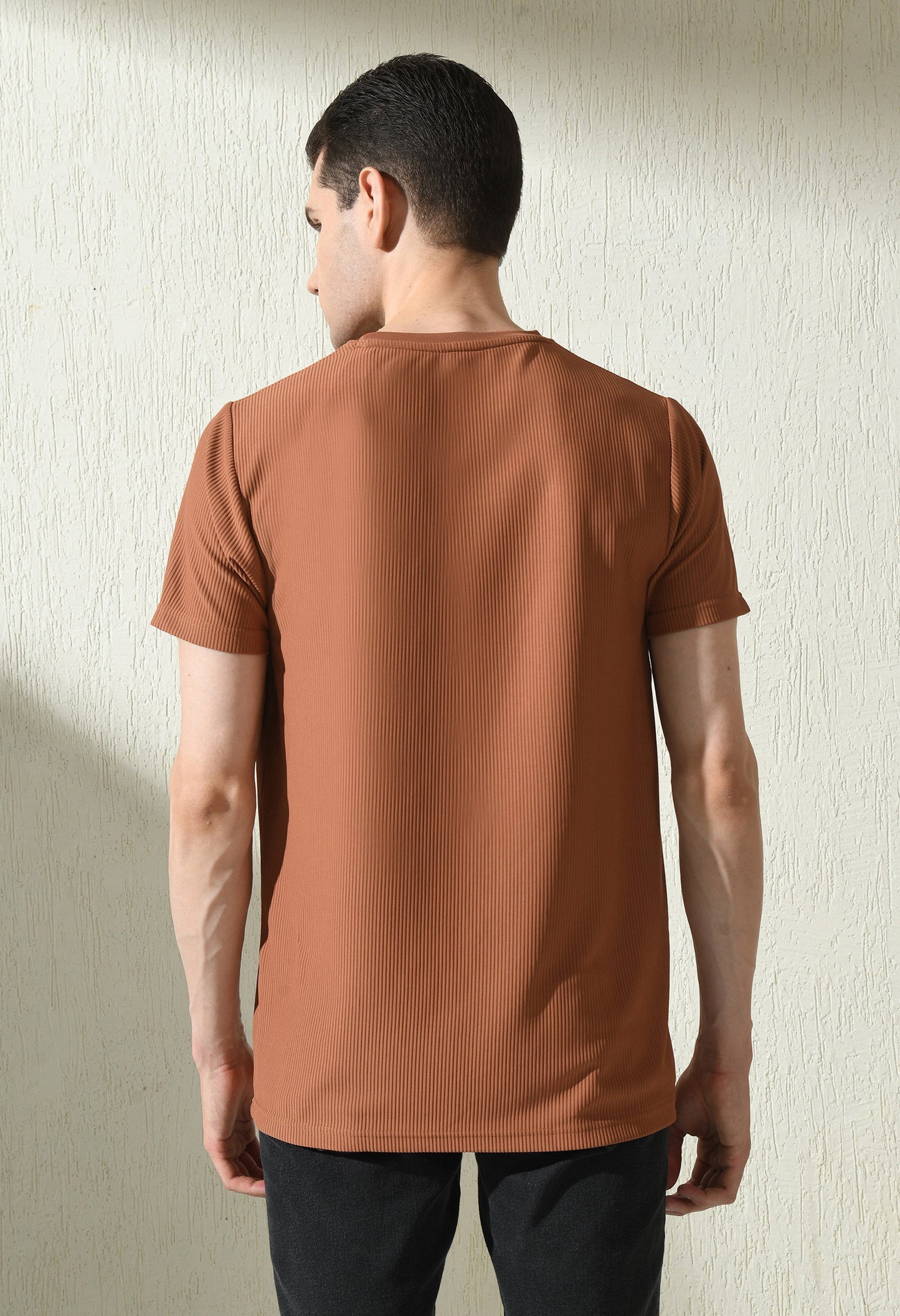 Arbour Men Round Neck Slim Fit Solid Half Sleeves T-Shirt