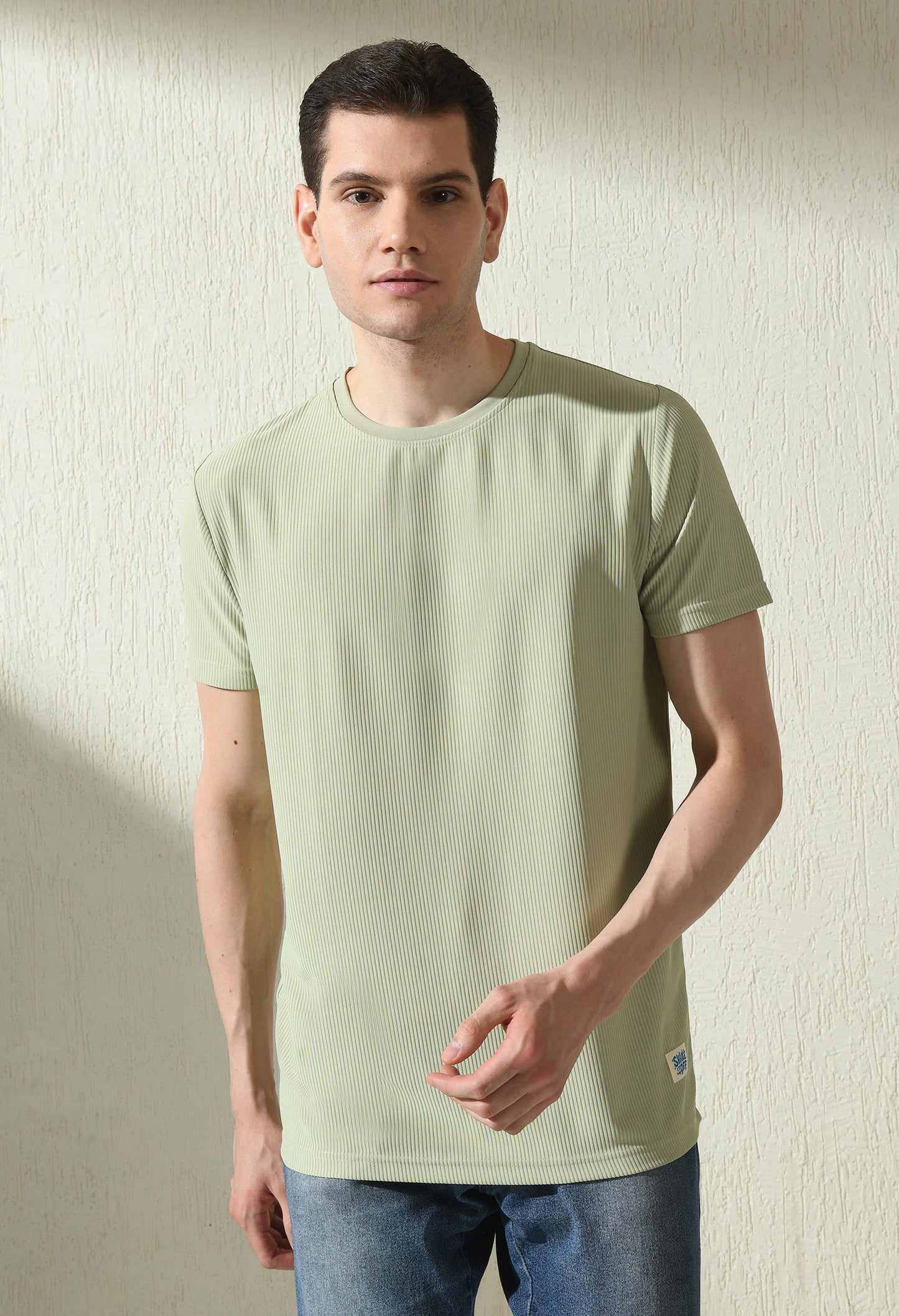 Arbour Men Round Neck Slim Fit Solid Half Sleeves T-Shirt