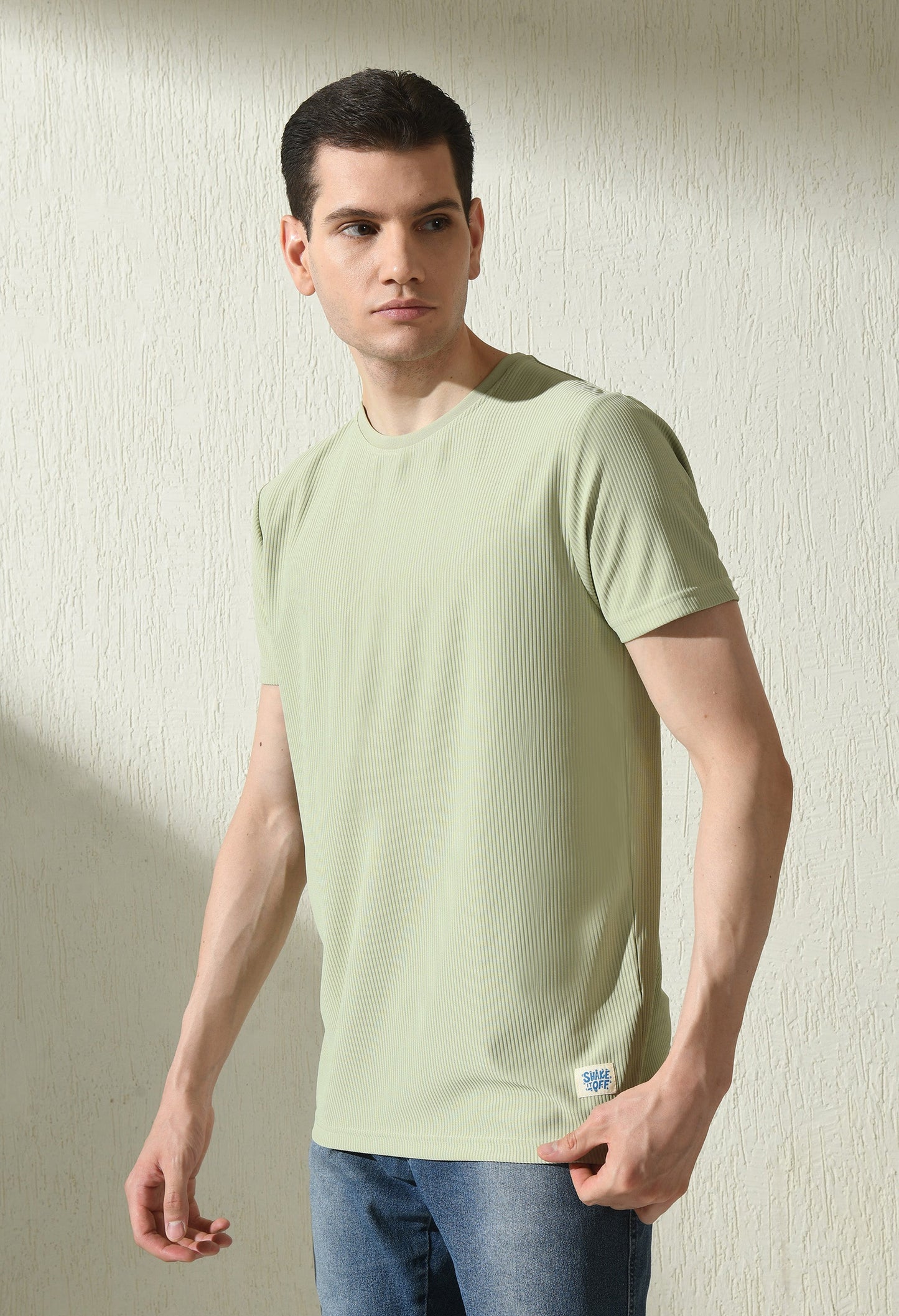 Arbour Men Round Neck Slim Fit Solid Half Sleeves T-Shirt