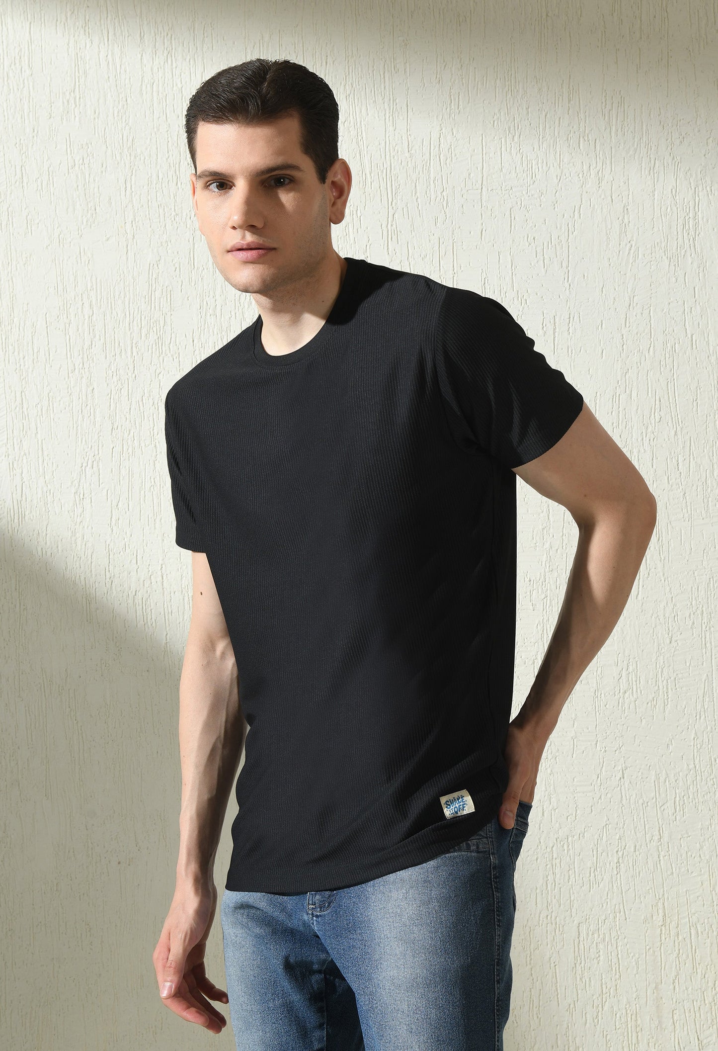 Arbour Men Round Neck Slim Fit Solid Half Sleeves T-Shirt