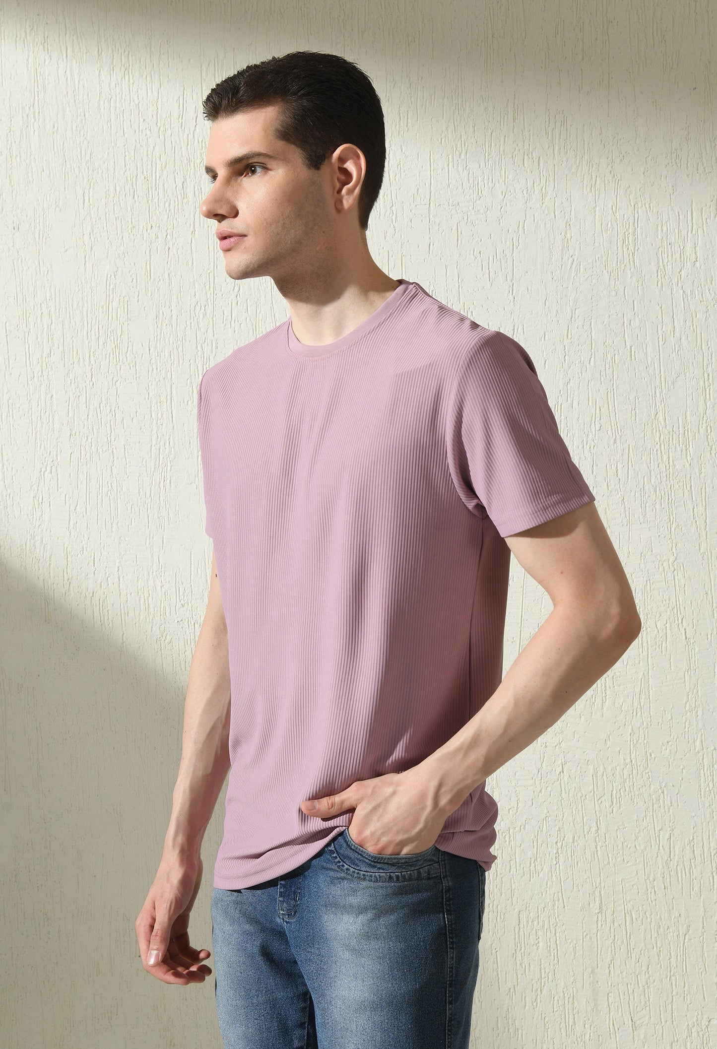 Arbour Men Round Neck Slim Fit Solid Half Sleeves T-Shirt