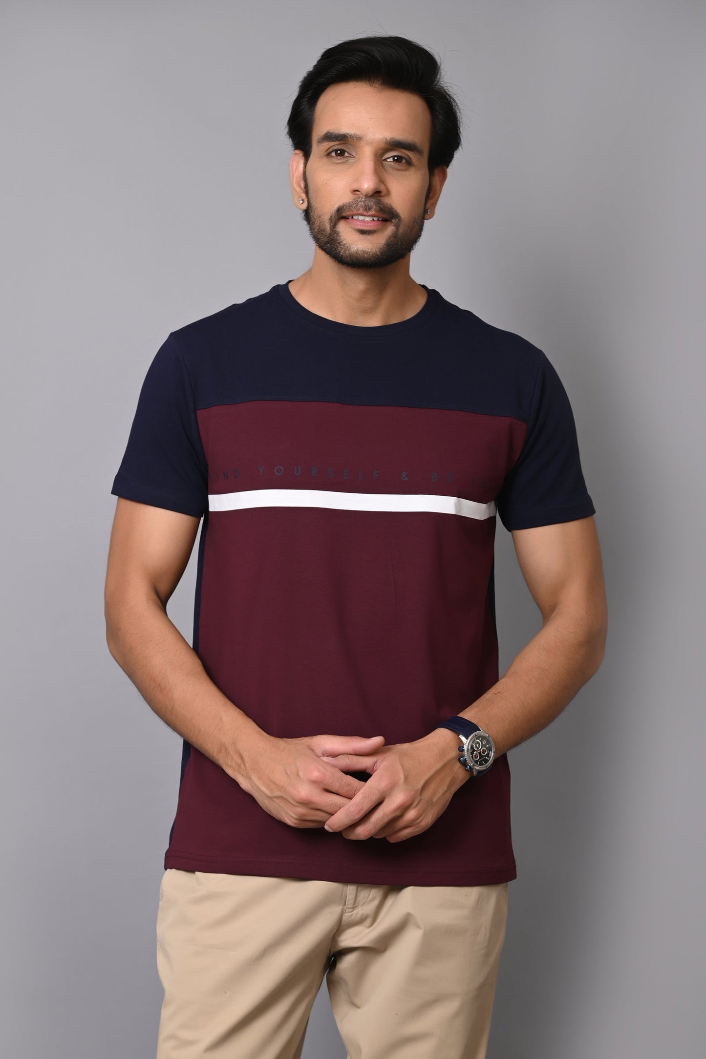 Arbour Men Round Neck Chest Print Half Sleeves T-shirt