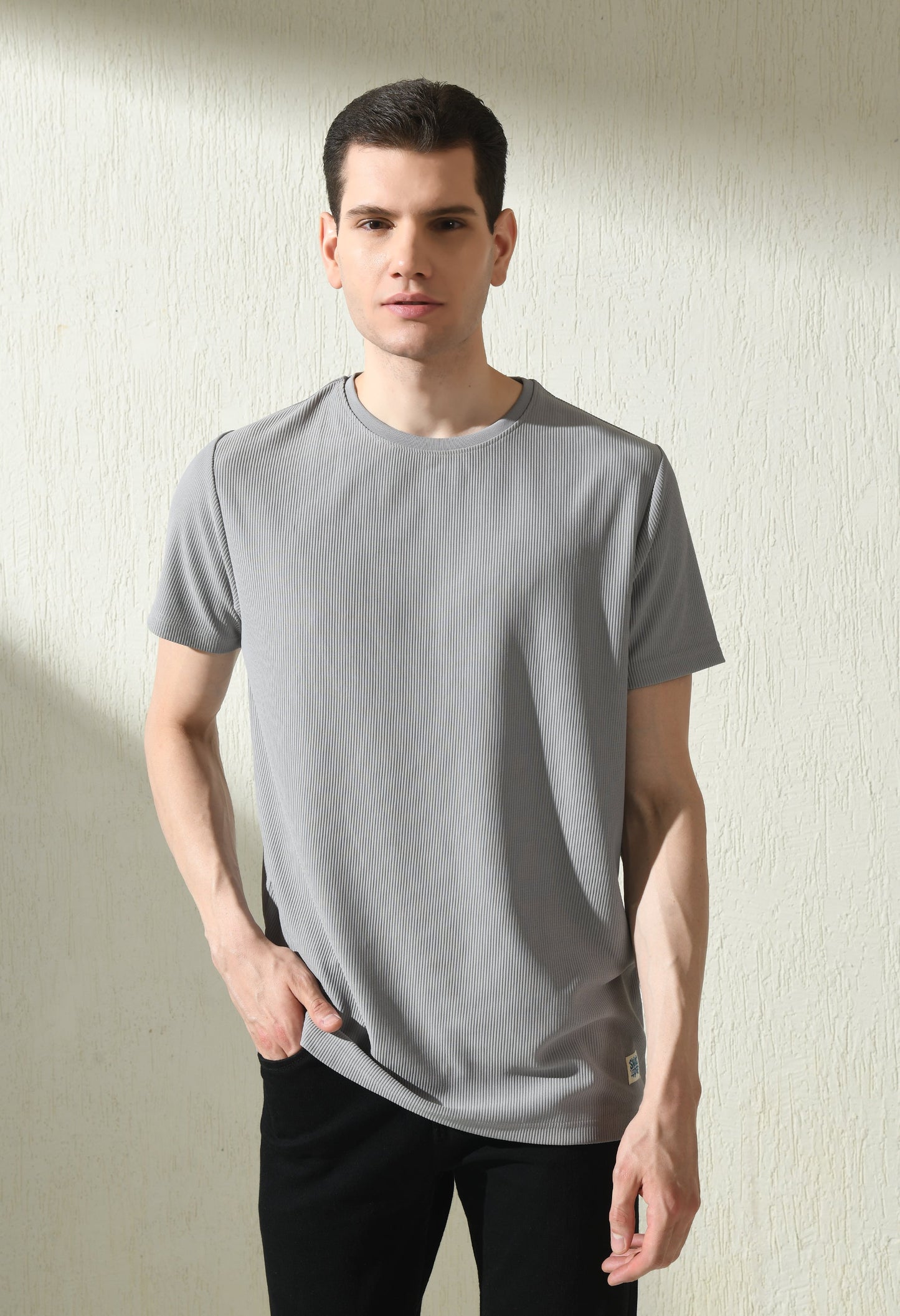 Arbour Men Round Neck Slim Fit Solid Half Sleeves T-Shirt