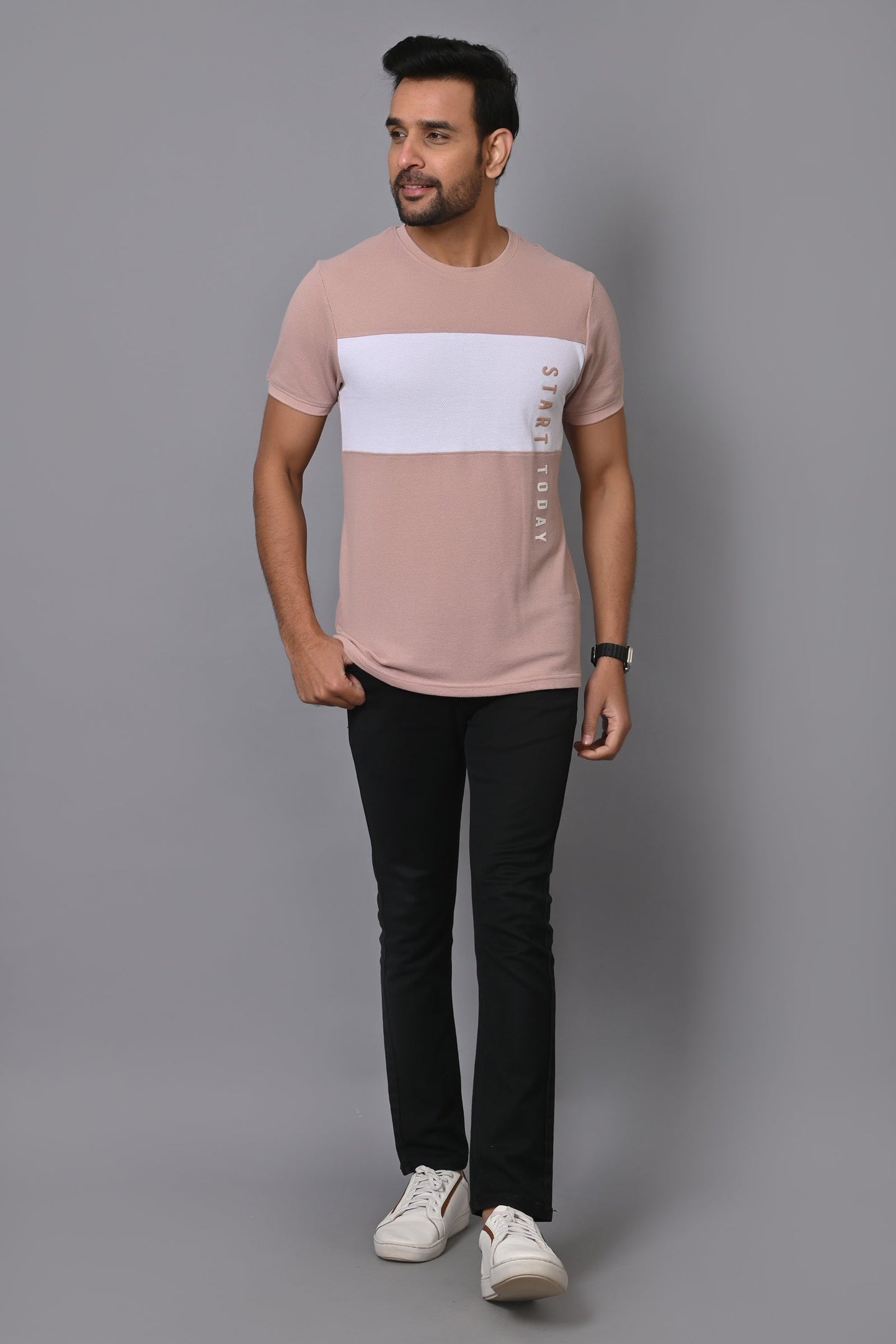 Arbour Men Colourblock Round Neck Cotton Blend Multicolor T-Shirt