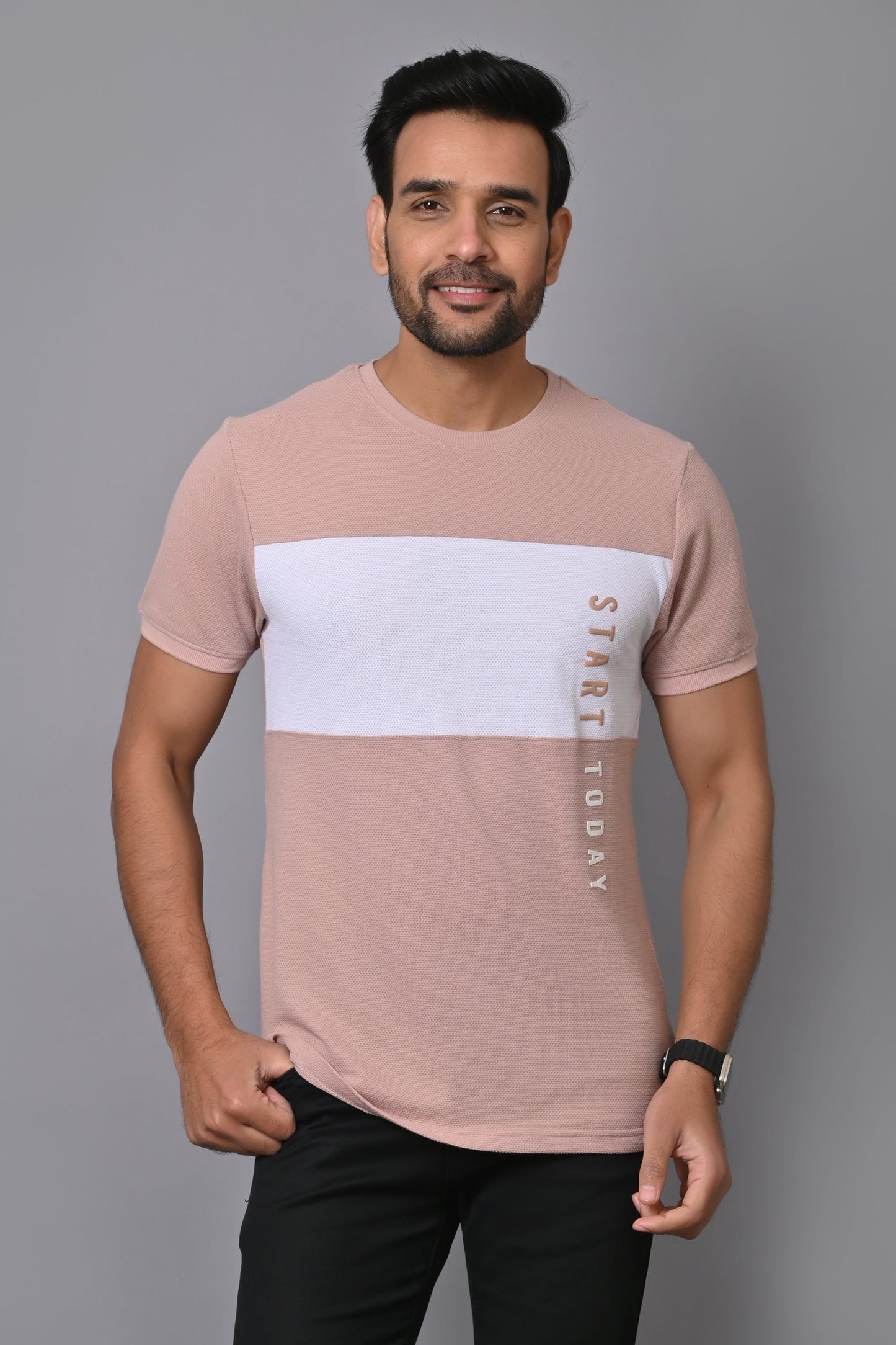 Arbour Men Colourblock Round Neck Cotton Blend Multicolor T-Shirt