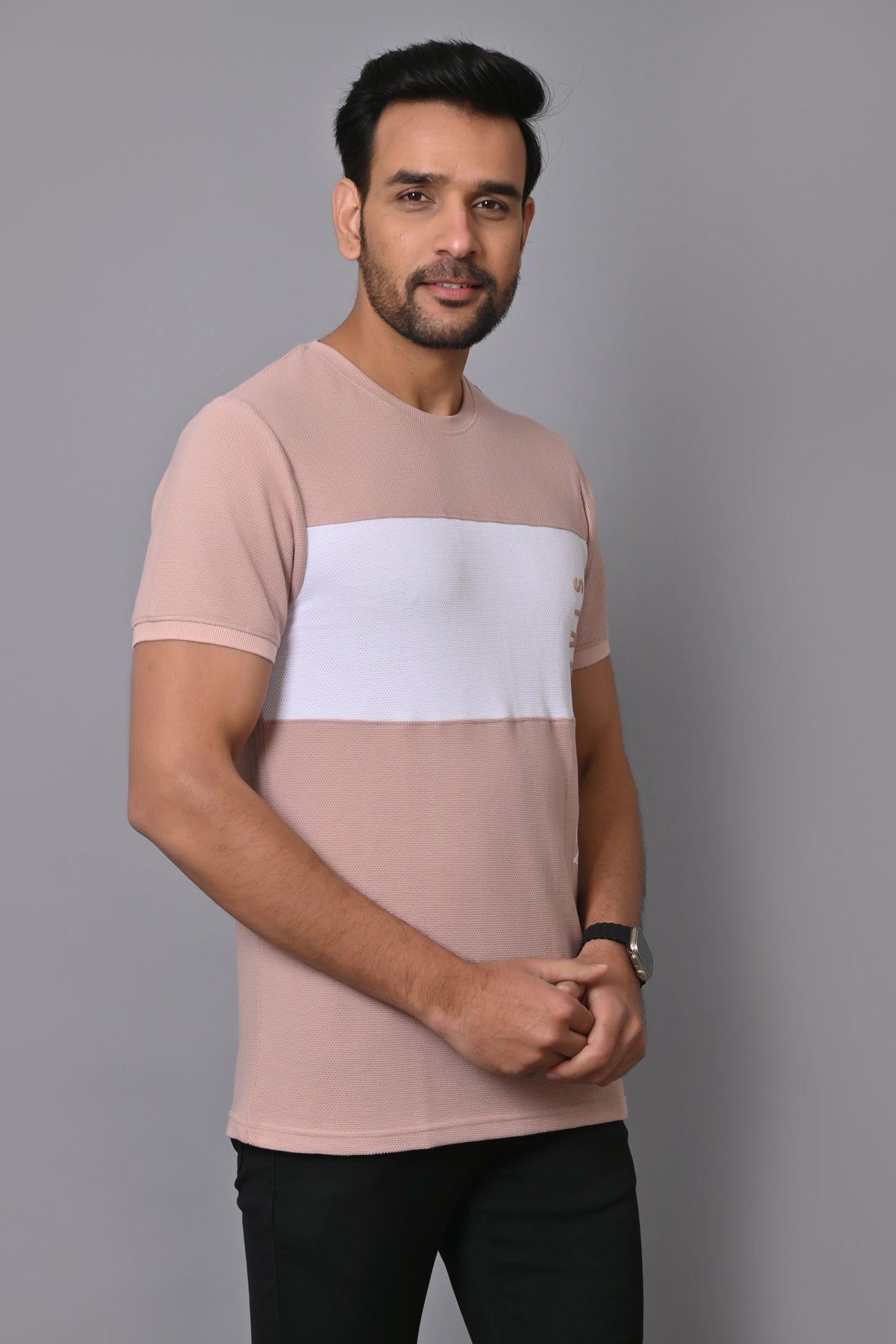 Arbour Men Colourblock Round Neck Cotton Blend Multicolor T-Shirt