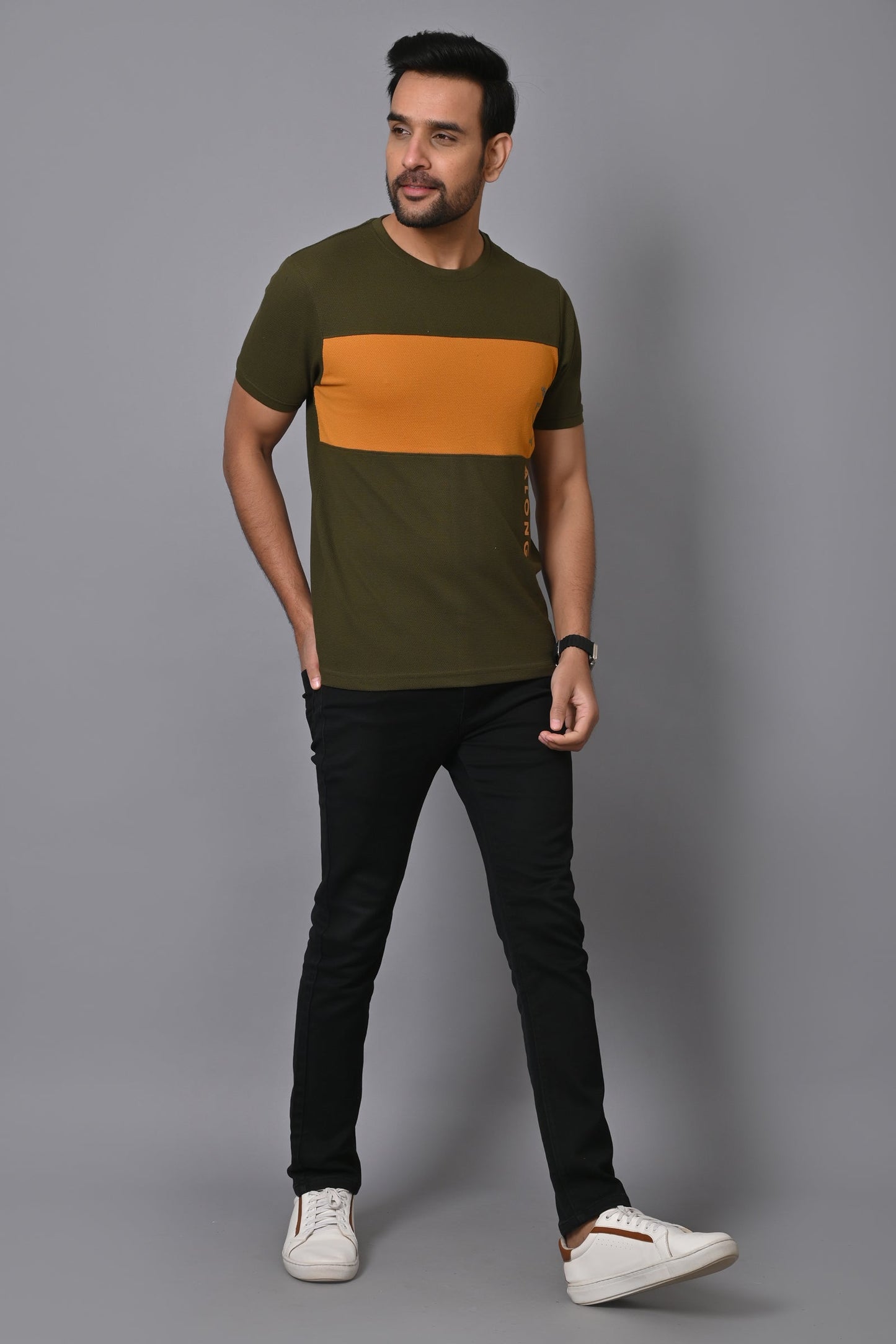 Arbour Men Colourblock Round Neck Cotton Blend Multicolor T-Shirt