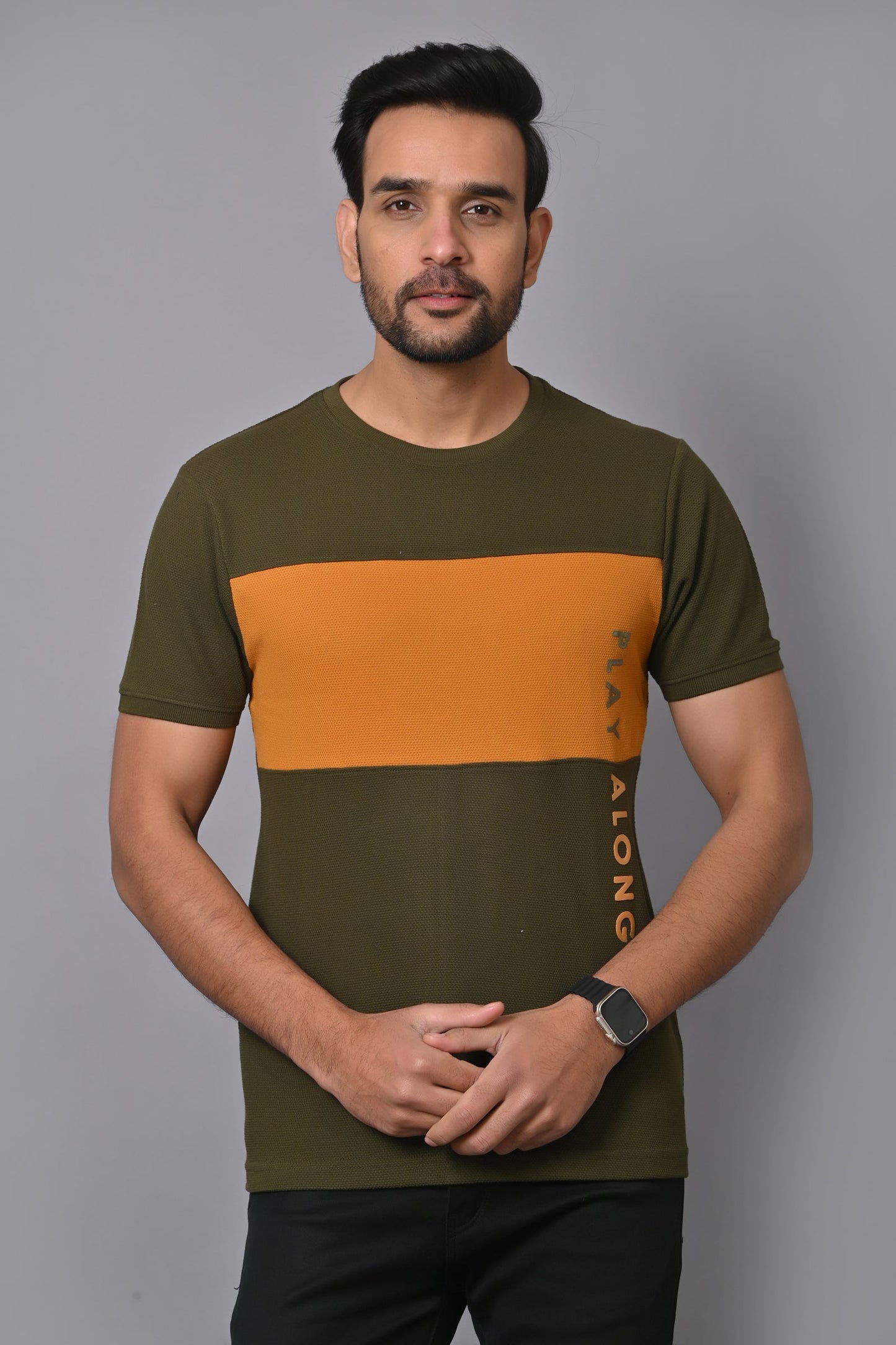 Arbour Men Colourblock Round Neck Cotton Blend Multicolor T-Shirt