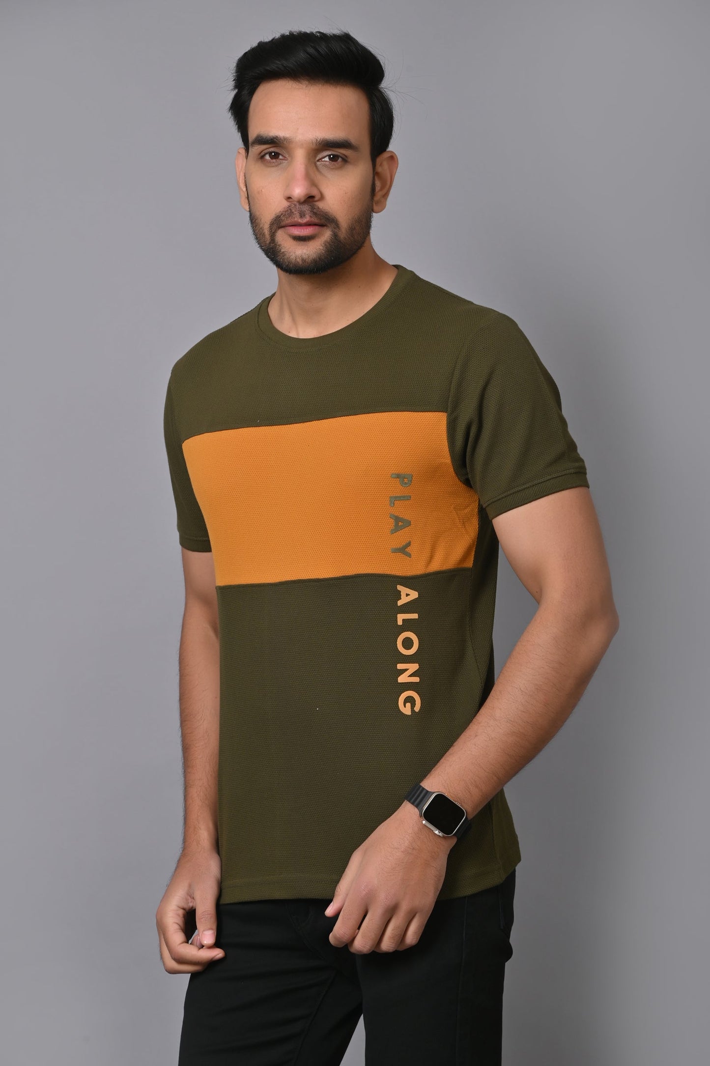 Arbour Men Colourblock Round Neck Cotton Blend Multicolor T-Shirt