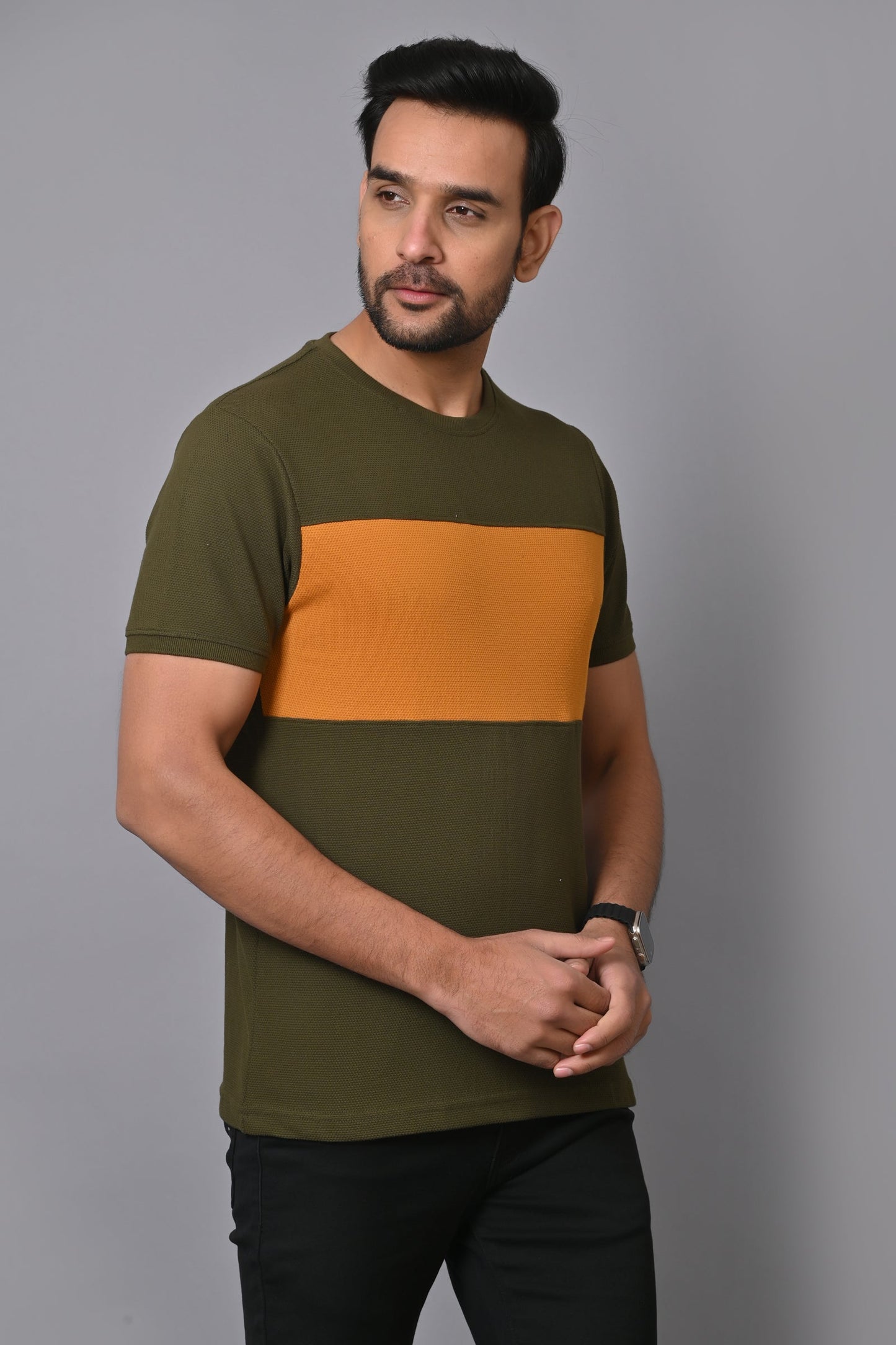 Arbour Men Colourblock Round Neck Cotton Blend Multicolor T-Shirt