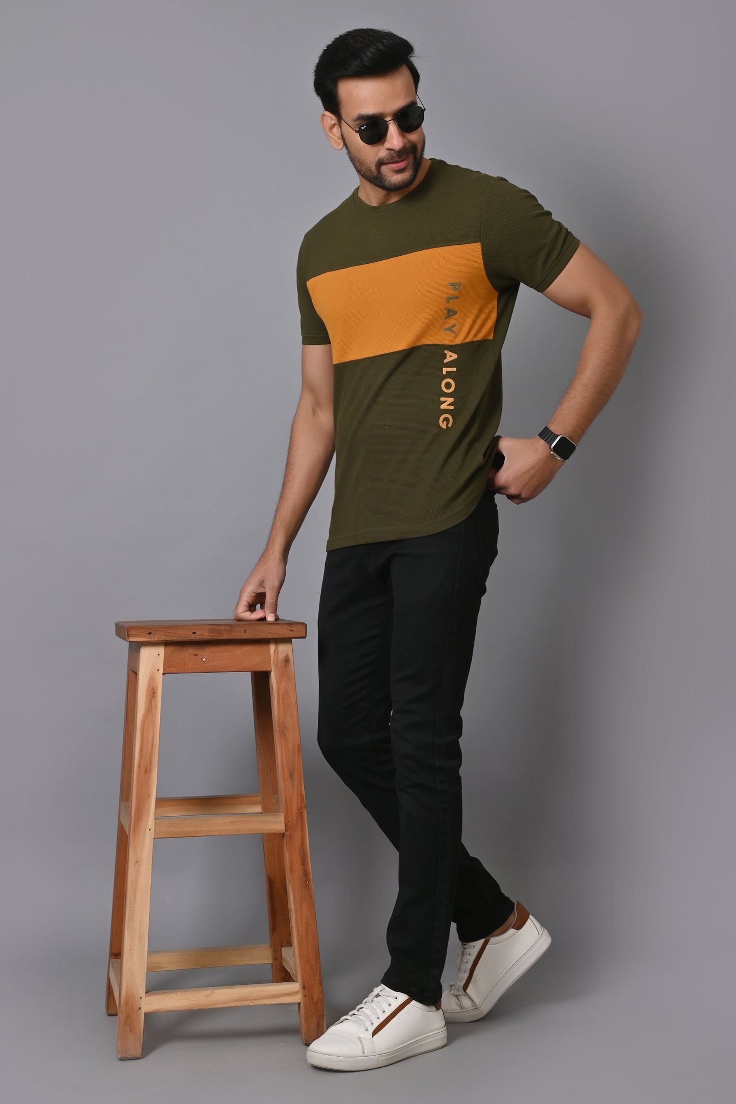 Arbour Men Colourblock Round Neck Cotton Blend Multicolor T-Shirt