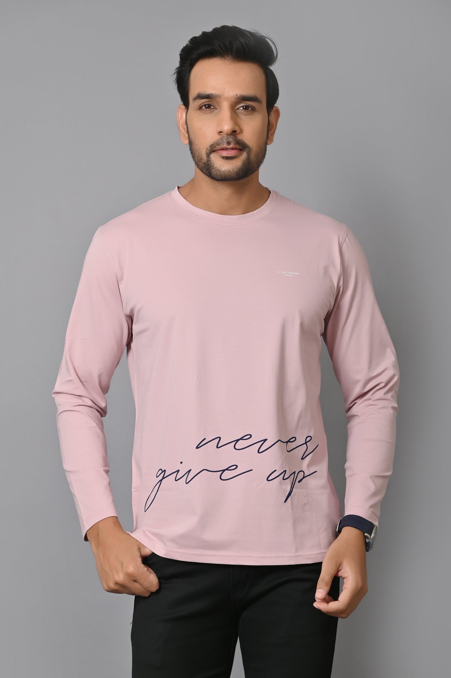 Arbour Men Round Neck Printed Slim Fit Full Sleeves T-Shirt