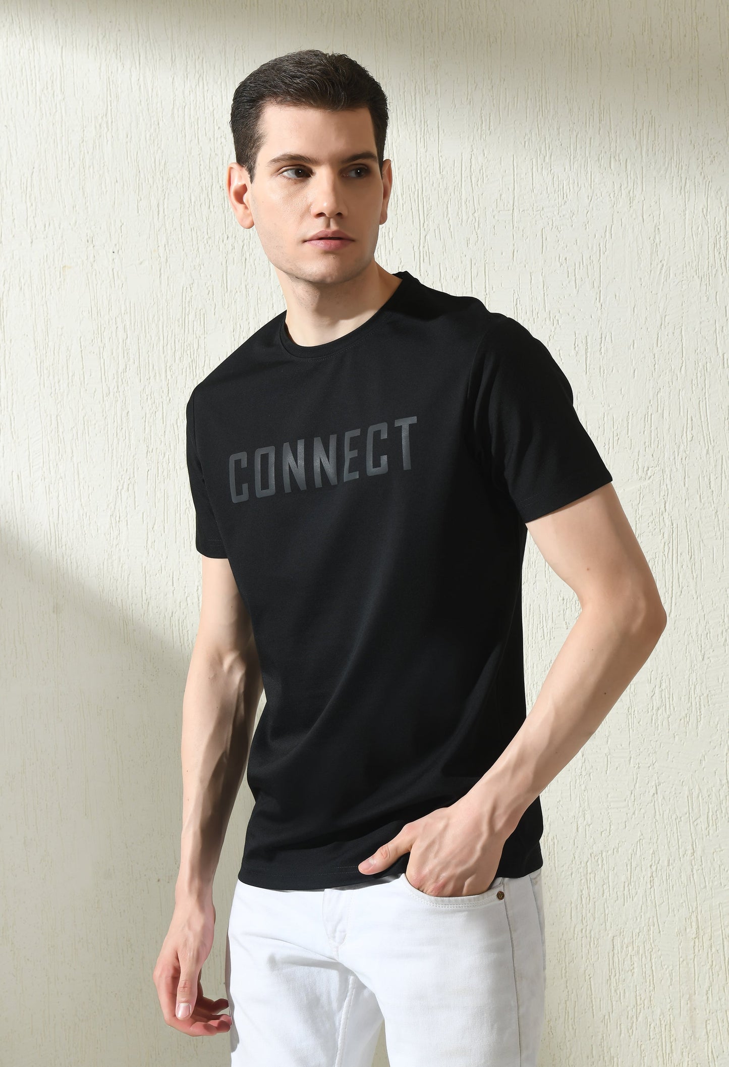 Arbour Men Round Neck Printed Slim Fit Half Sleeves T-Shirt