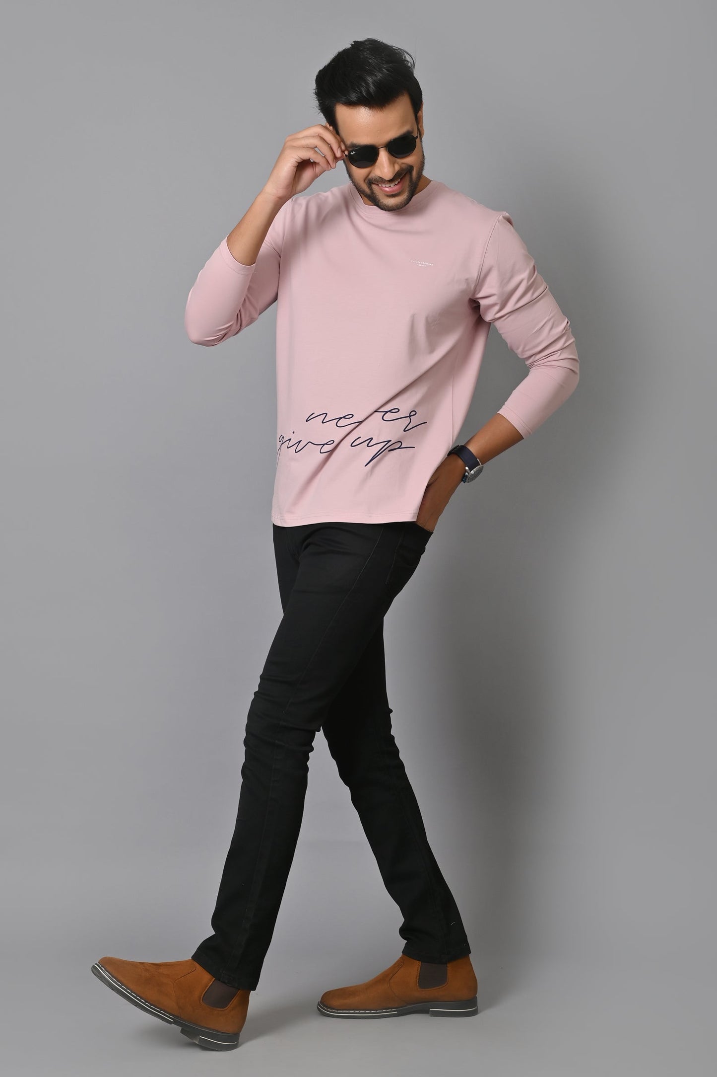 Arbour Men Round Neck Printed Slim Fit Full Sleeves T-Shirt