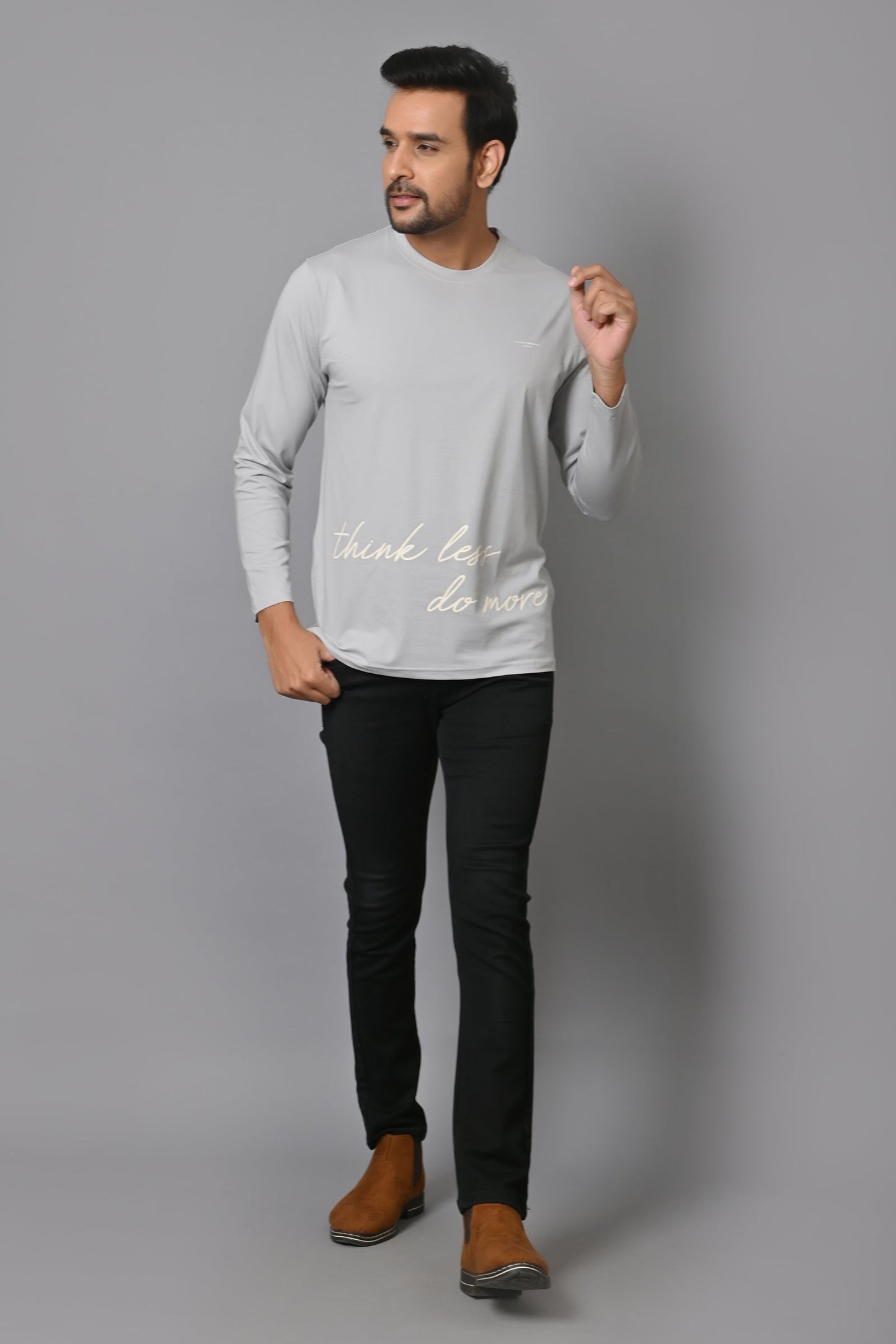 Arbour Men Round Neck Printed Slim Fit Full Sleeves T-Shirt