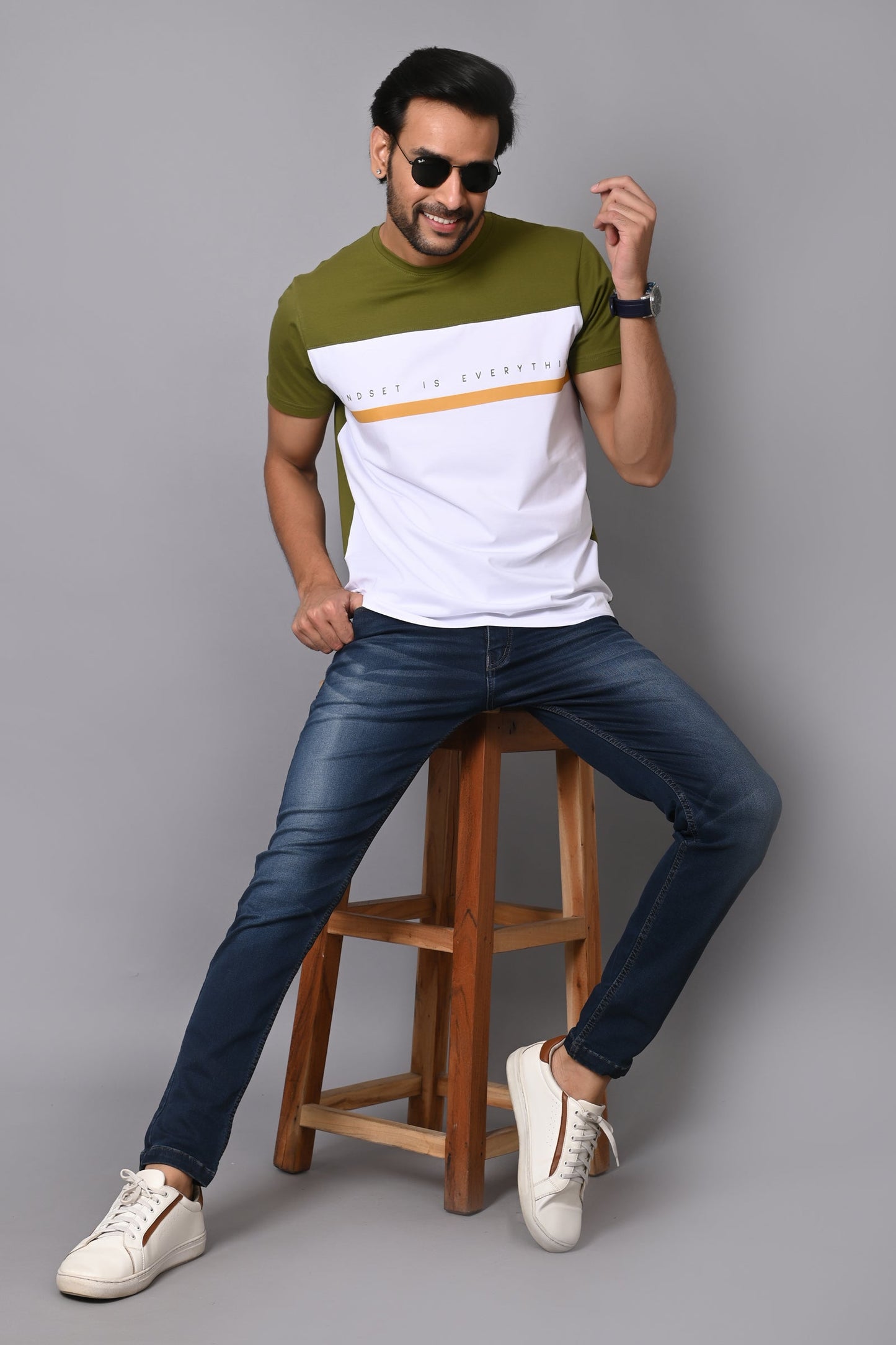 Arbour Men Round Neck Chest Print Half Sleeves T-shirt