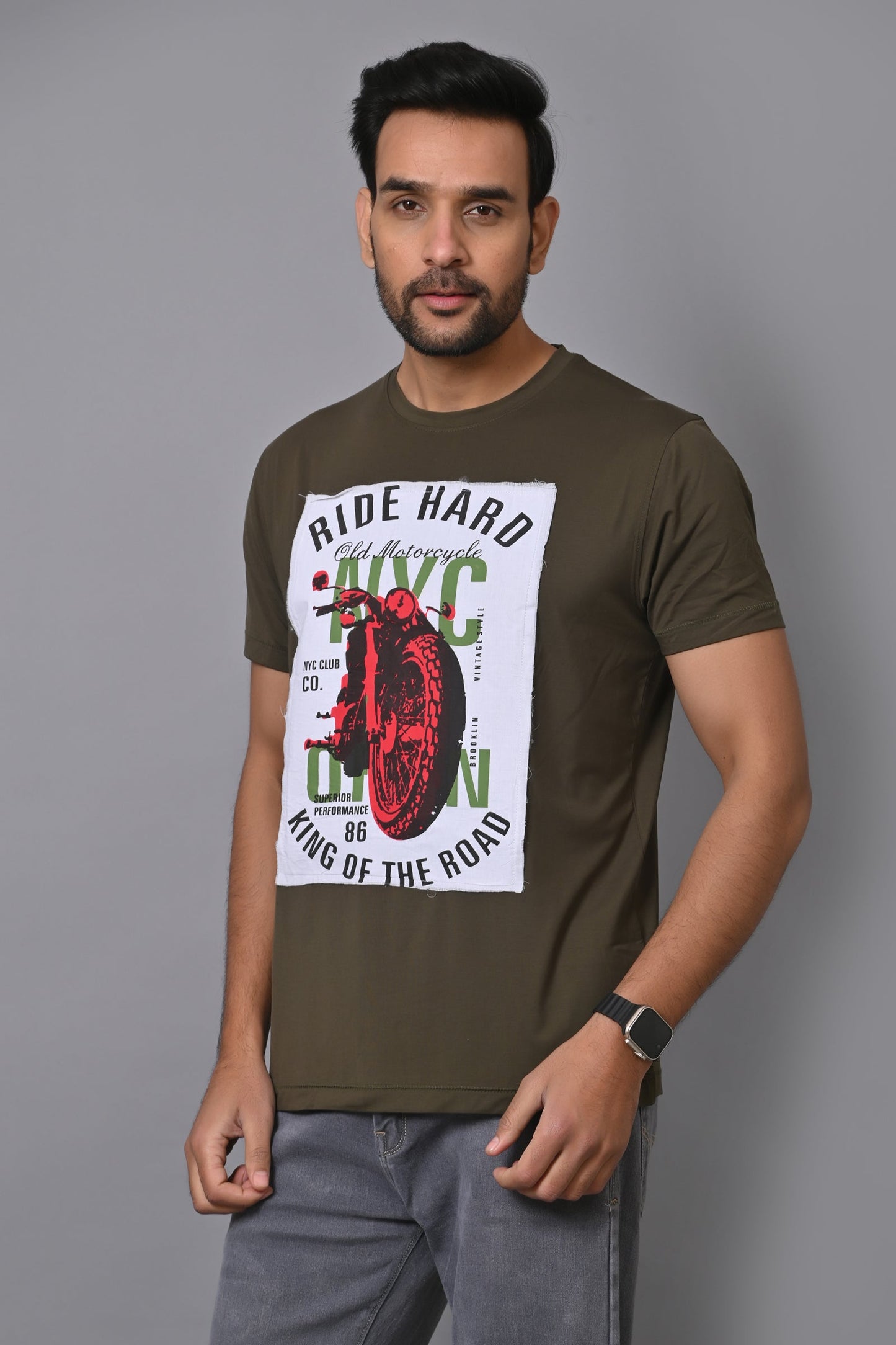 Arbour Men Round Neck Printed Half Sleeves T-Shirt